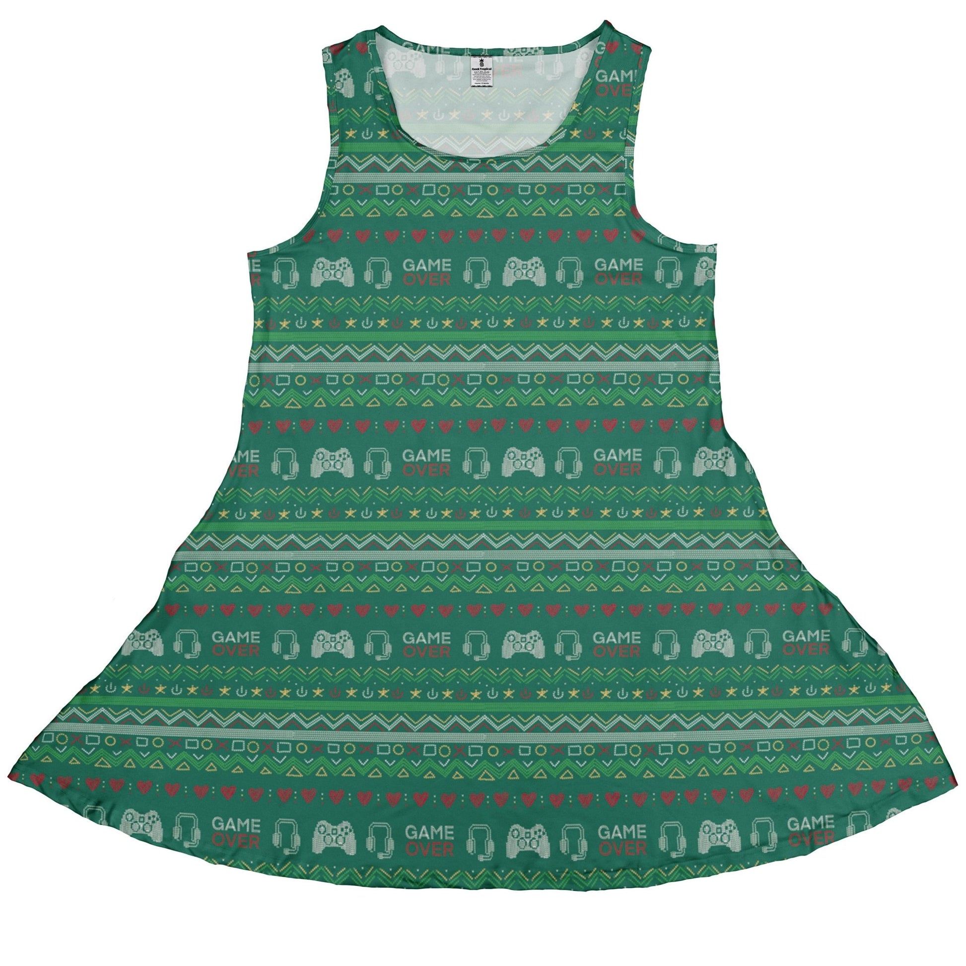 Ugly Christmas Sweater Video Gamer Dress Geek Nerd Christmas Print Design by Claire Murphy lx - C