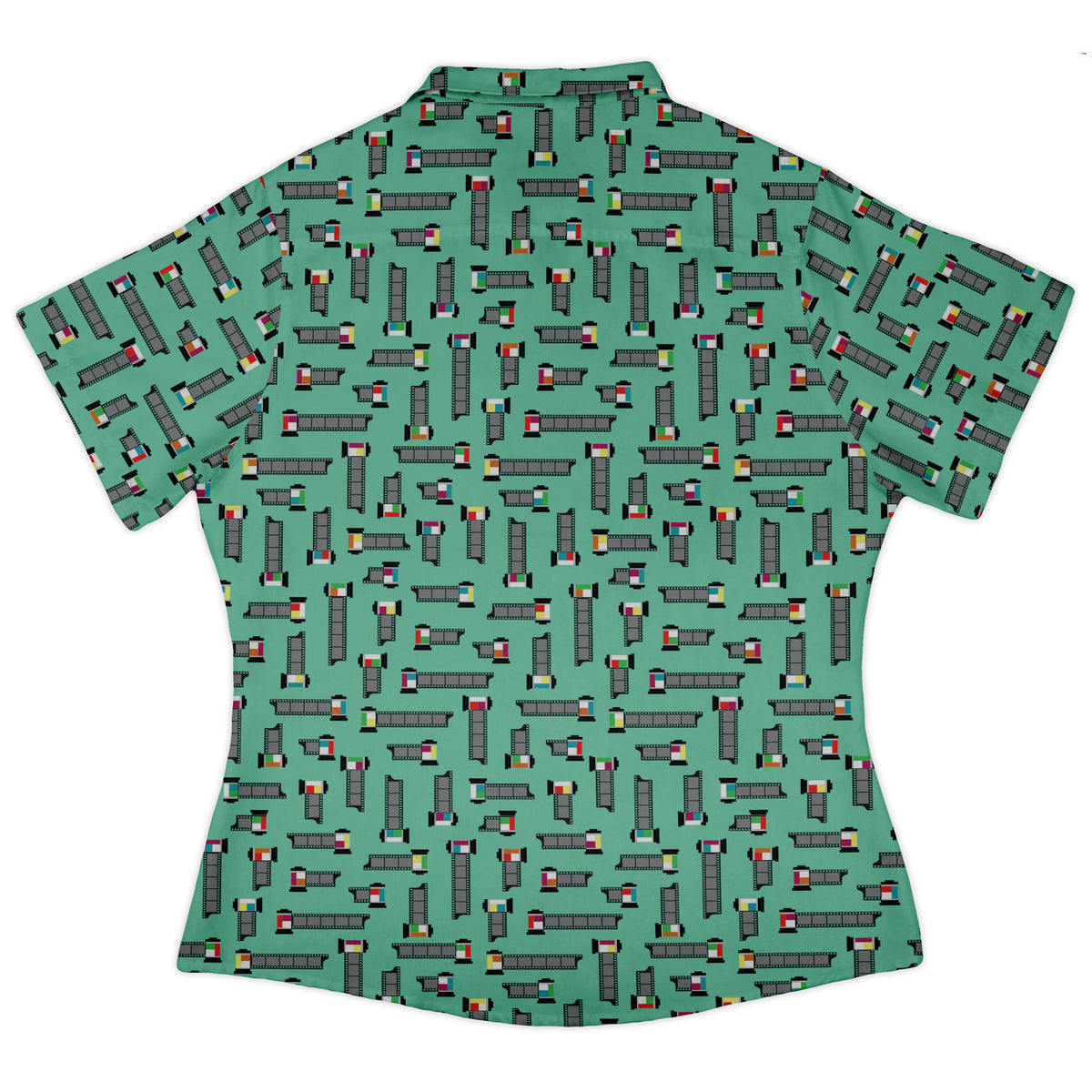 Unfiltered Cuts Blue Curvy Button Up Shirt Old Curvy Button Up Shirt womens back