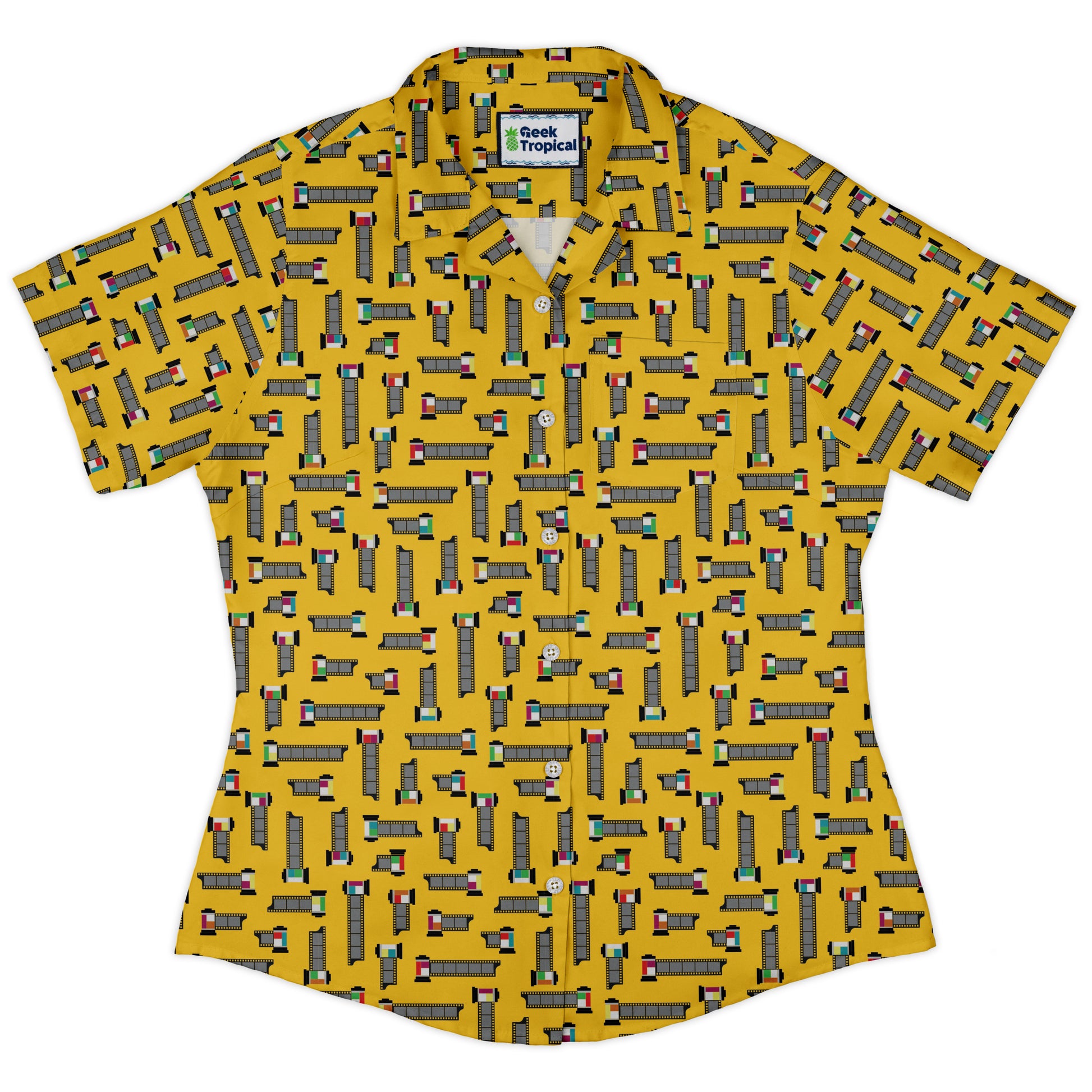 Unfiltered Cuts Yellow Curvy Button Up Shirt Old Curvy Button Up Shirt womens front