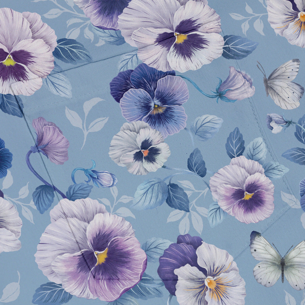Velvet Pansies Button Up Shirt Pocket