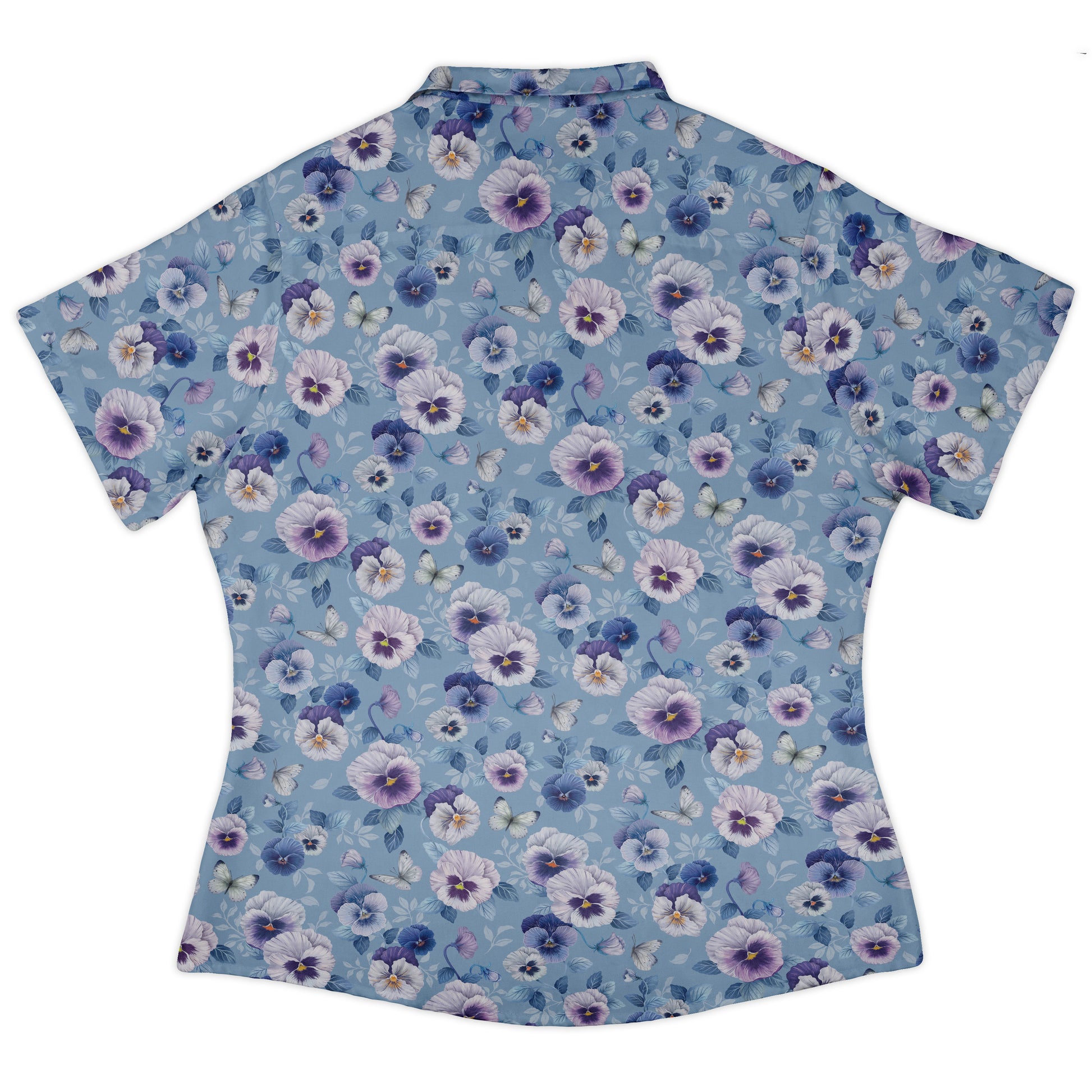 Velvet Pansies Curvy Button Up Shirt womens back