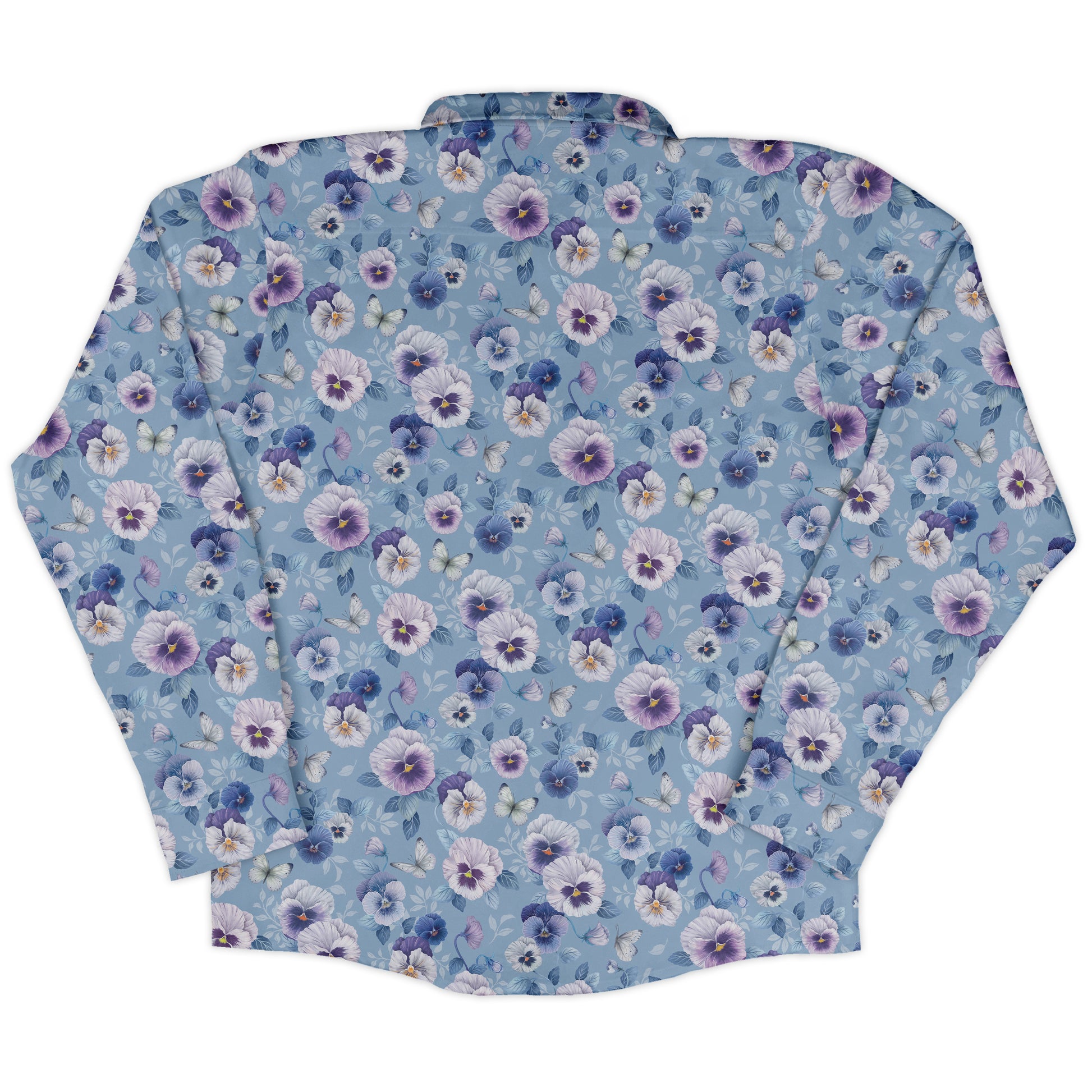 Velvet Pansies Long Sleeve Button Up Shirt back