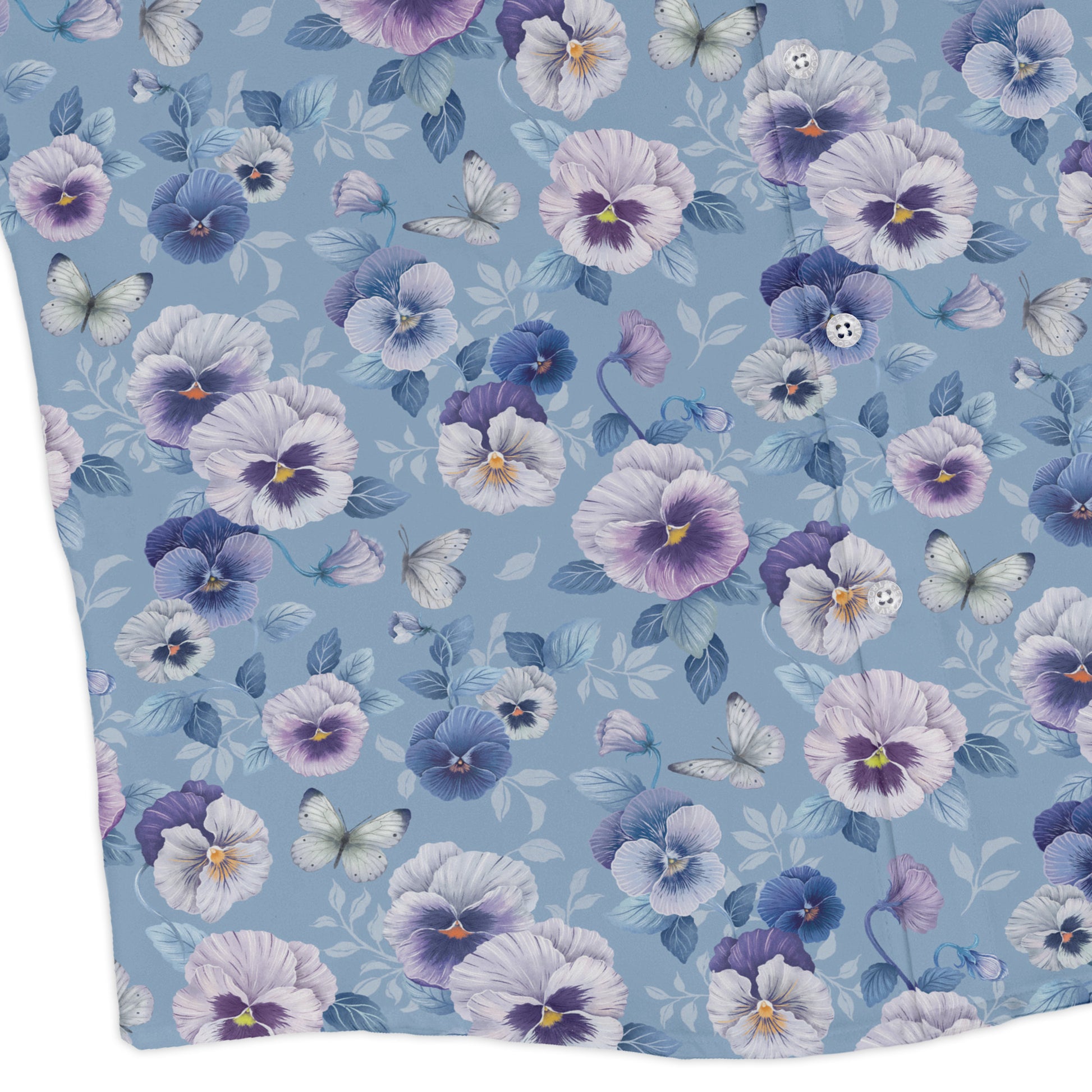 Velvet Pansies Long Sleeve Button Up Shirt corner