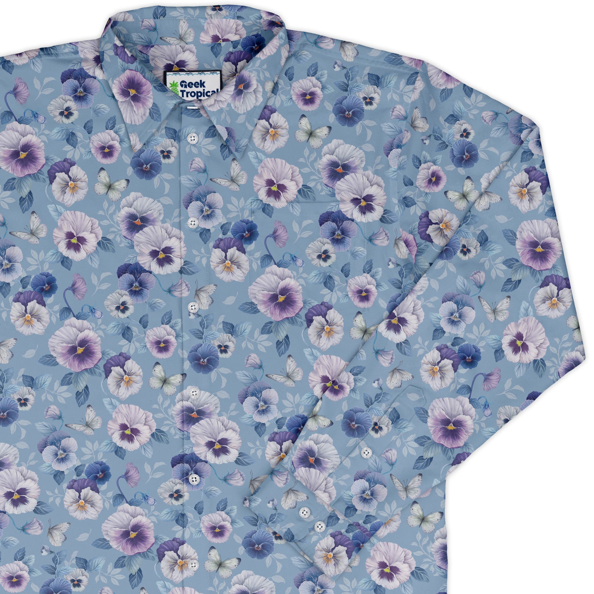 Velvet Pansies Long Sleeve Button Up Shirt cover