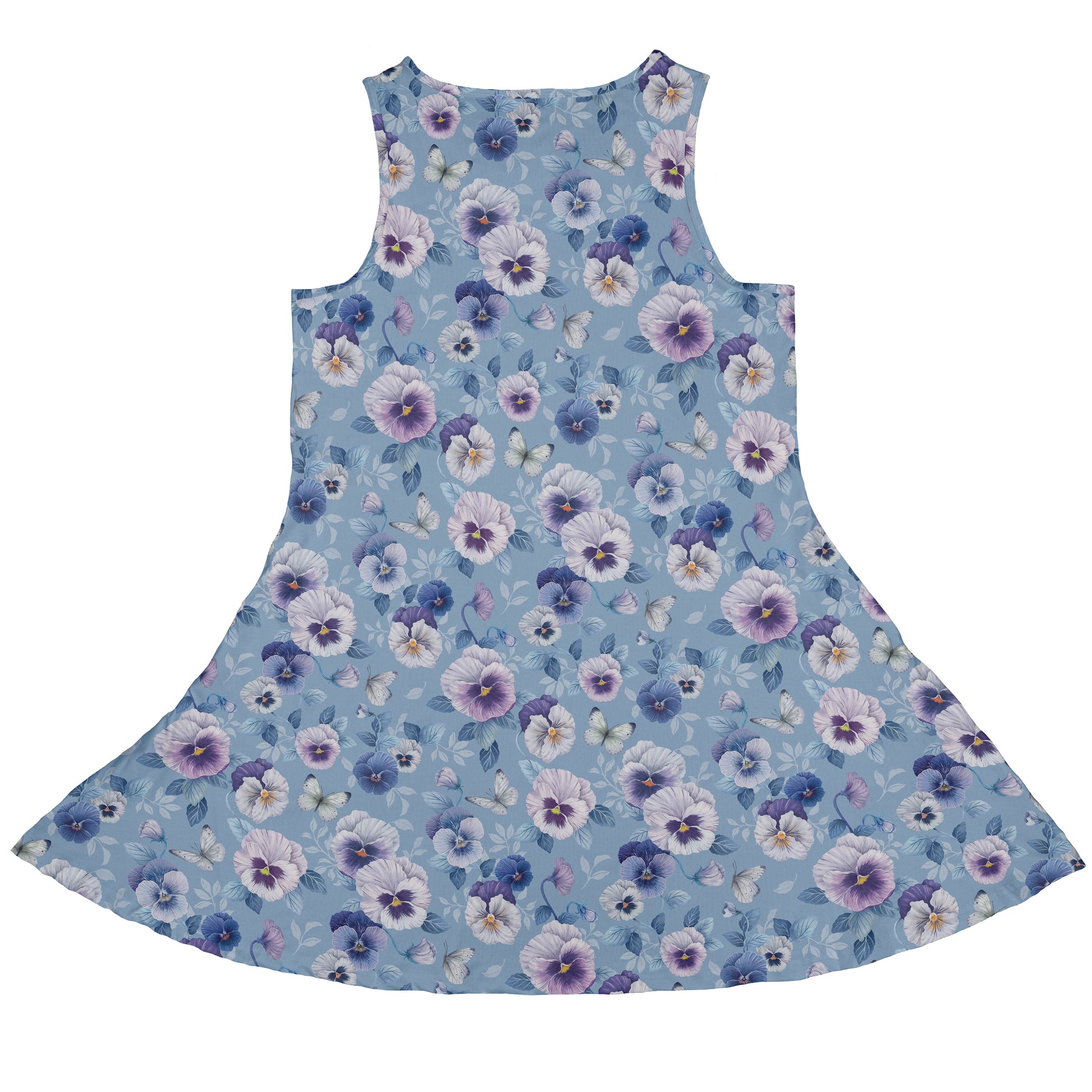 Velvet Pansies Sleeveless Dress back