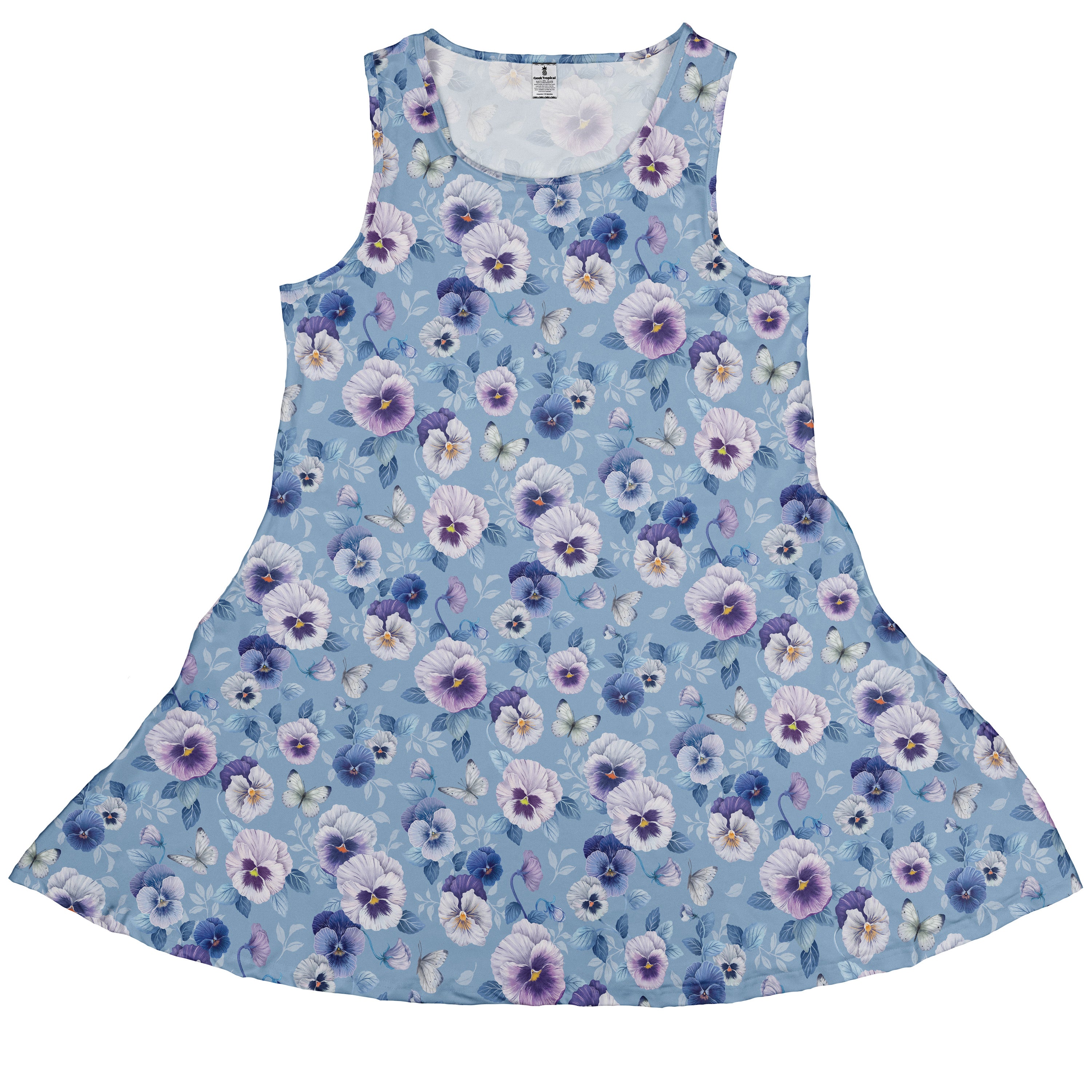 Velvet Pansies Sleeveless Dress front