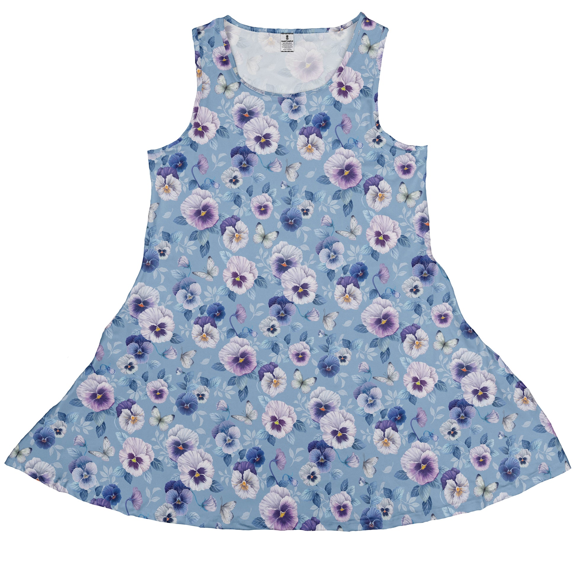 Velvet Pansies Sleeveless Dress front