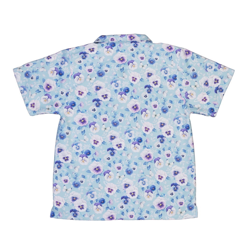 Velvet Pansies Youth Hawaiian Shirt Back