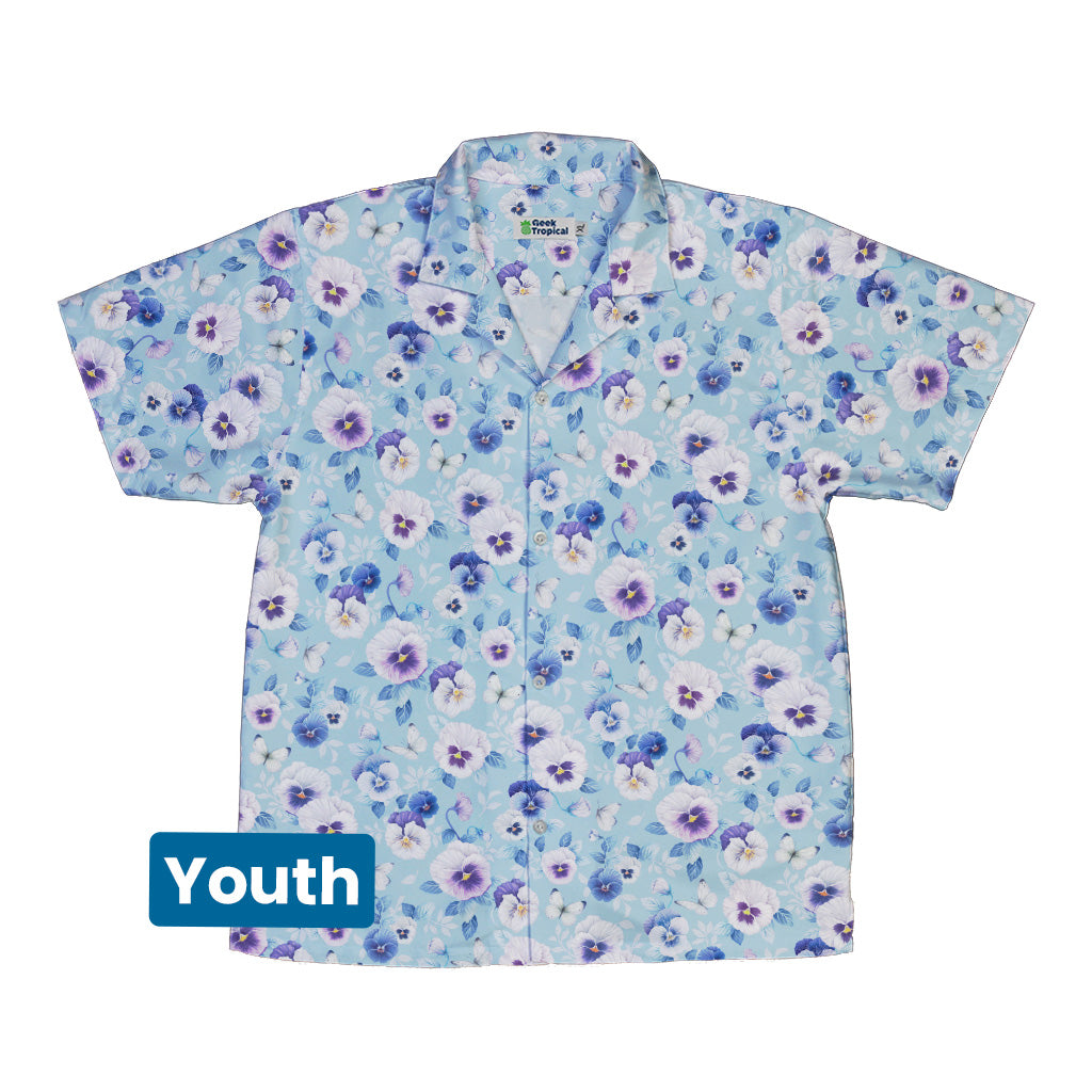 Velvet Pansies Youth Hawaiian Shirt Front