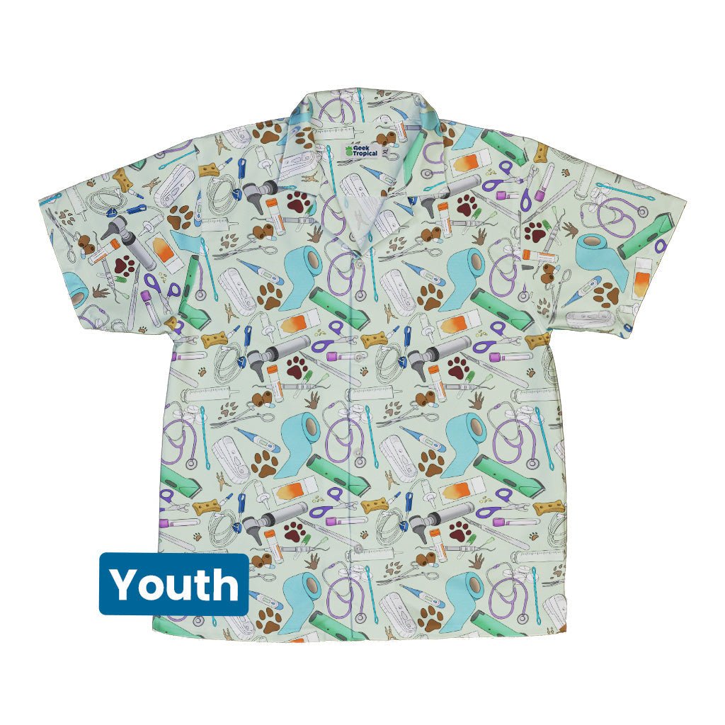 Vet Tech Youth Hawaiian Shirt Geek Nerd 0925 Animal Patterns Botany Print