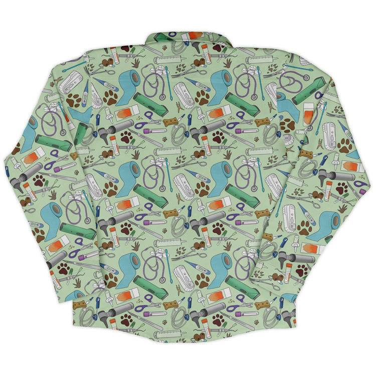 Vet Tech Long Sleeve Button Up Shirt Geek Nerd 0925 adult sizing All Adult Button Up Shirts
