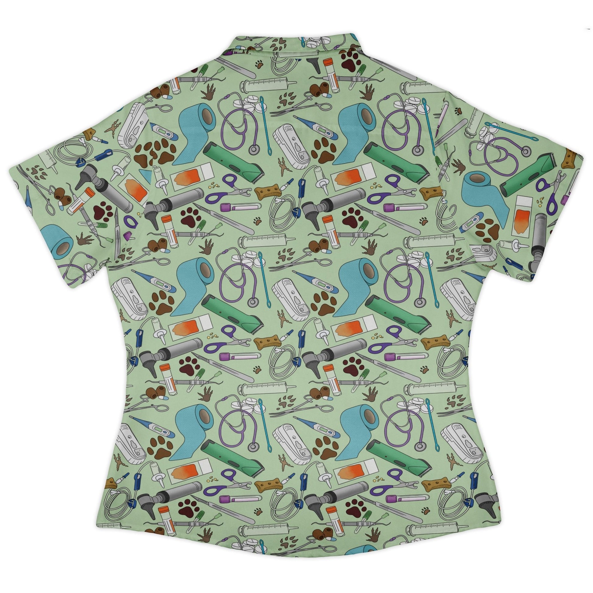 Vet Tech Curvy Button Up Shirt Geek Nerd 0925 All Adult Button Up Shirts Animal Patterns