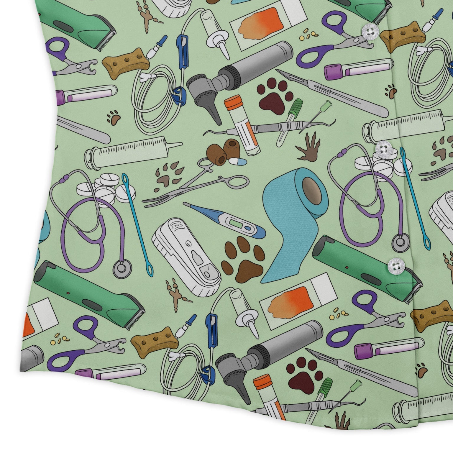 Vet Tech Curvy Button Up Shirt Geek Nerd 0925 All Adult Button Up Shirts Animal Patterns
