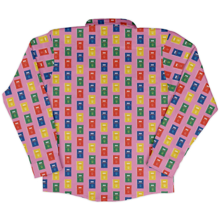 Vet Text Books Long Sleeve Button Up Shirt Geek Nerd adult sizing animal patterns Design by Zirkus Design