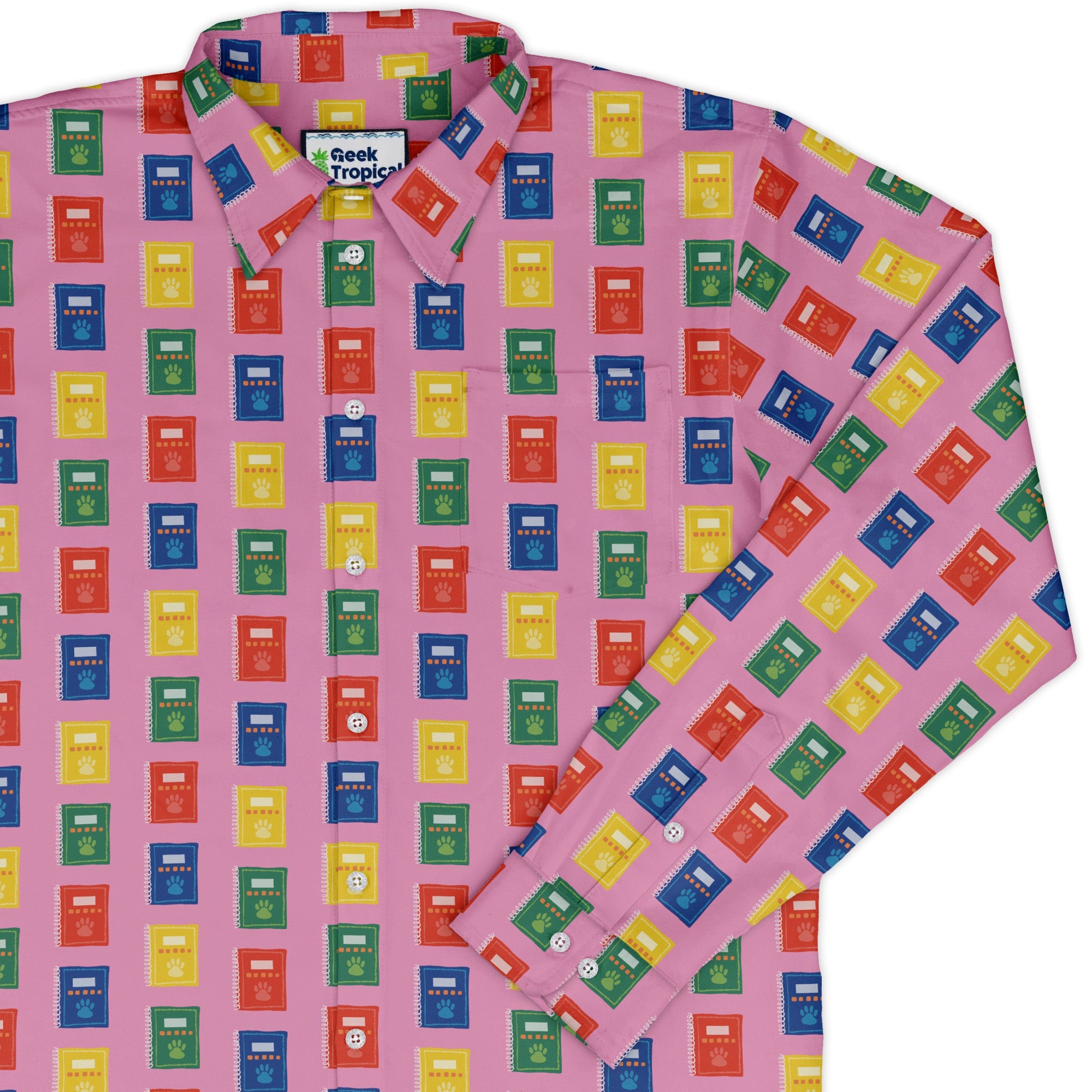 Vet Text Books Long Sleeve Button Up Shirt
