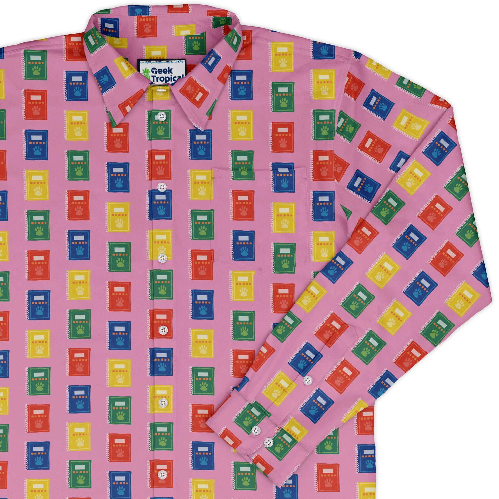 Vet Text Books Long Sleeve Button Up Shirt