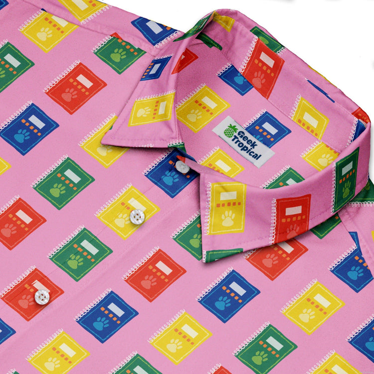Vet Text Books Button Up Shirt Geek Nerd adult sizing animal patterns Design by Zirkus Design