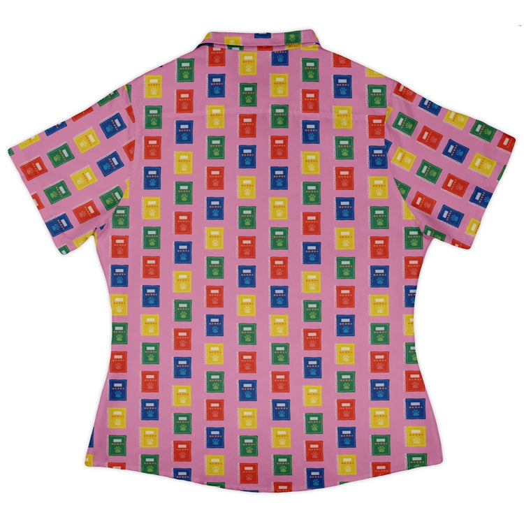 Vet Text Books Curvy Button Up Shirt Geek Nerd animal patterns Design by Zirkus Design q225