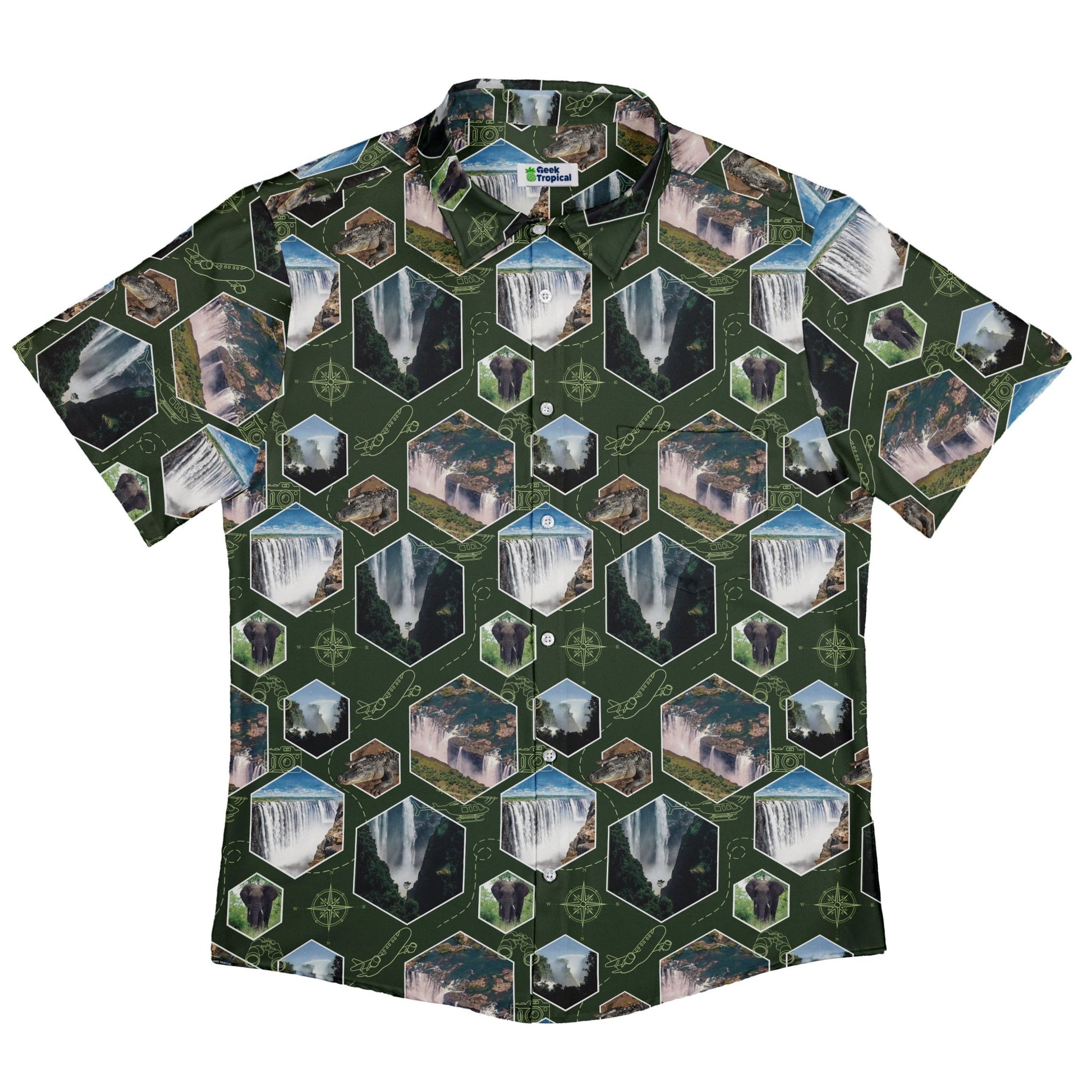 Victoria Falls Wonder Button Up Shirt Geek Nerd 0925 adult sizing All Adult Button Up Shirts