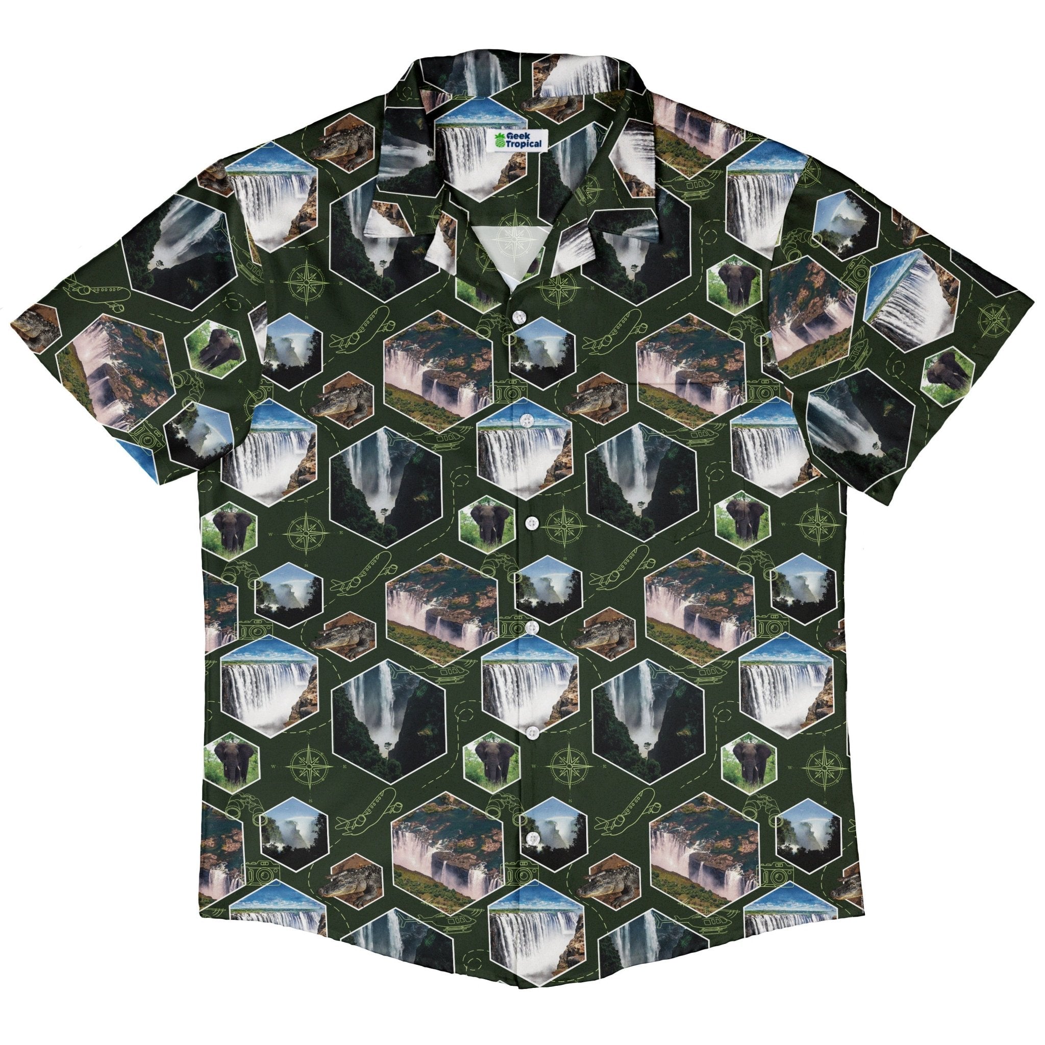 Victoria Falls Wonder Button Up Shirt Geek Nerd 0925 adult sizing All Adult Button Up Shirts