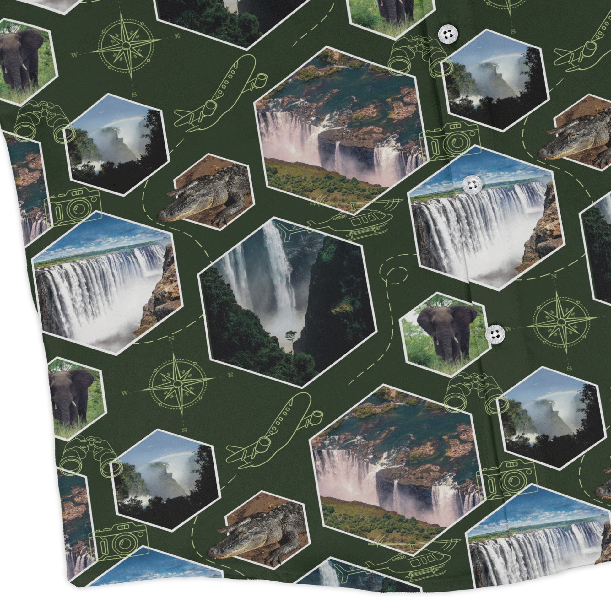 Victoria Falls Wonder Long Sleeve Button Up Shirt Geek Nerd 0925 adult sizing All Adult Button Up Shirts