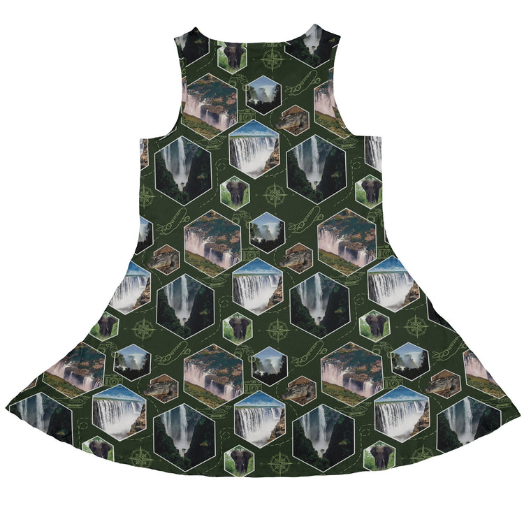Victoria Falls Wonder Dress Geek Nerd 0925 Botany Print Designs by Nathan