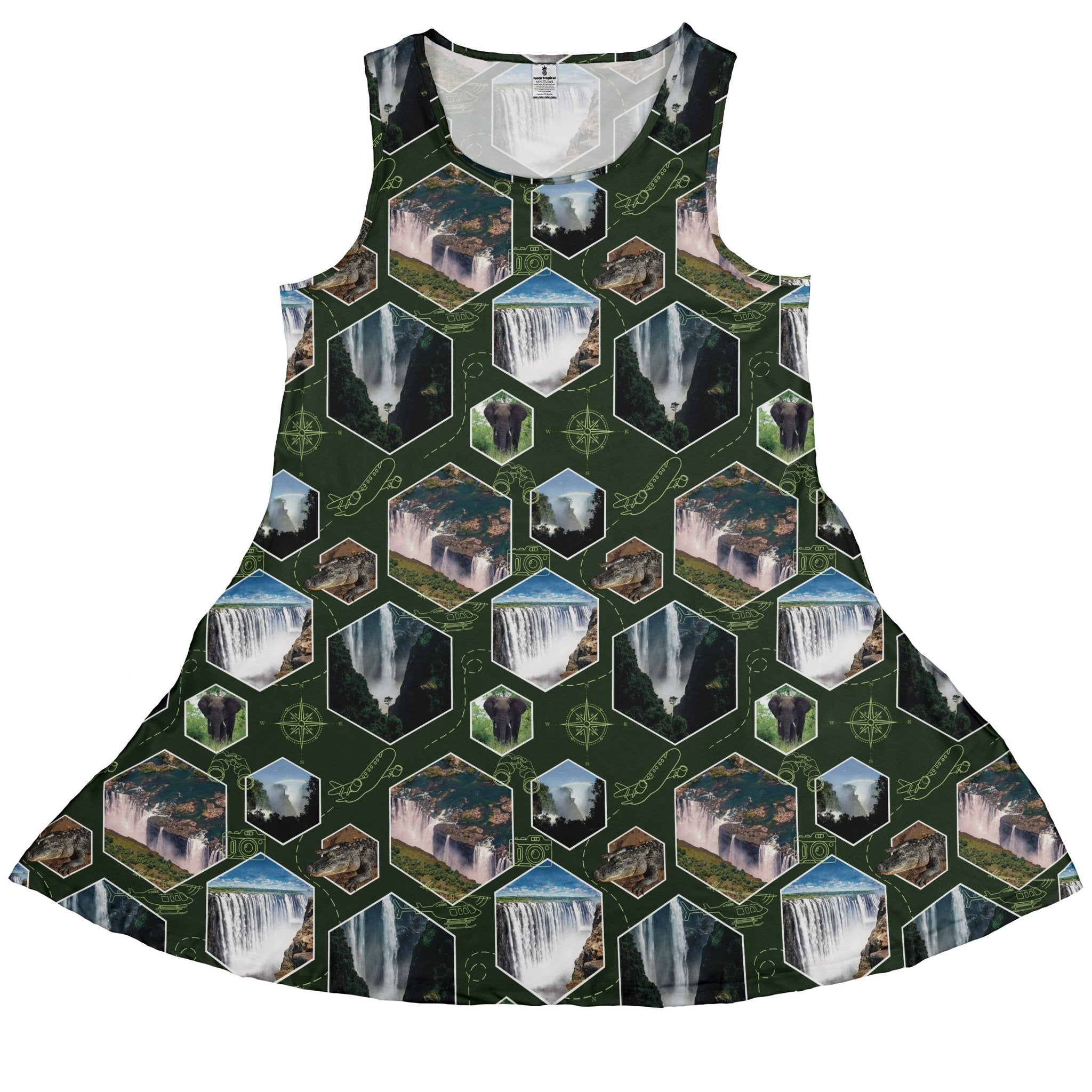 Victoria Falls Wonder Dress Geek Nerd 0925 Botany Print Designs by Nathan
