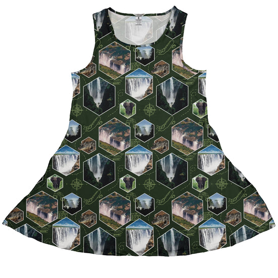 Victoria Falls Wonder Dress Geek Nerd 0925 Botany Print Designs by Nathan