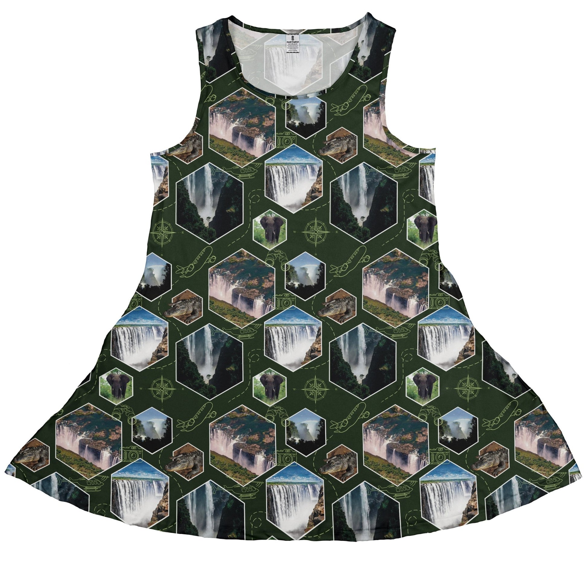 Victoria Falls Wonder Dress Geek Nerd 0925 Botany Print Designs by Nathan