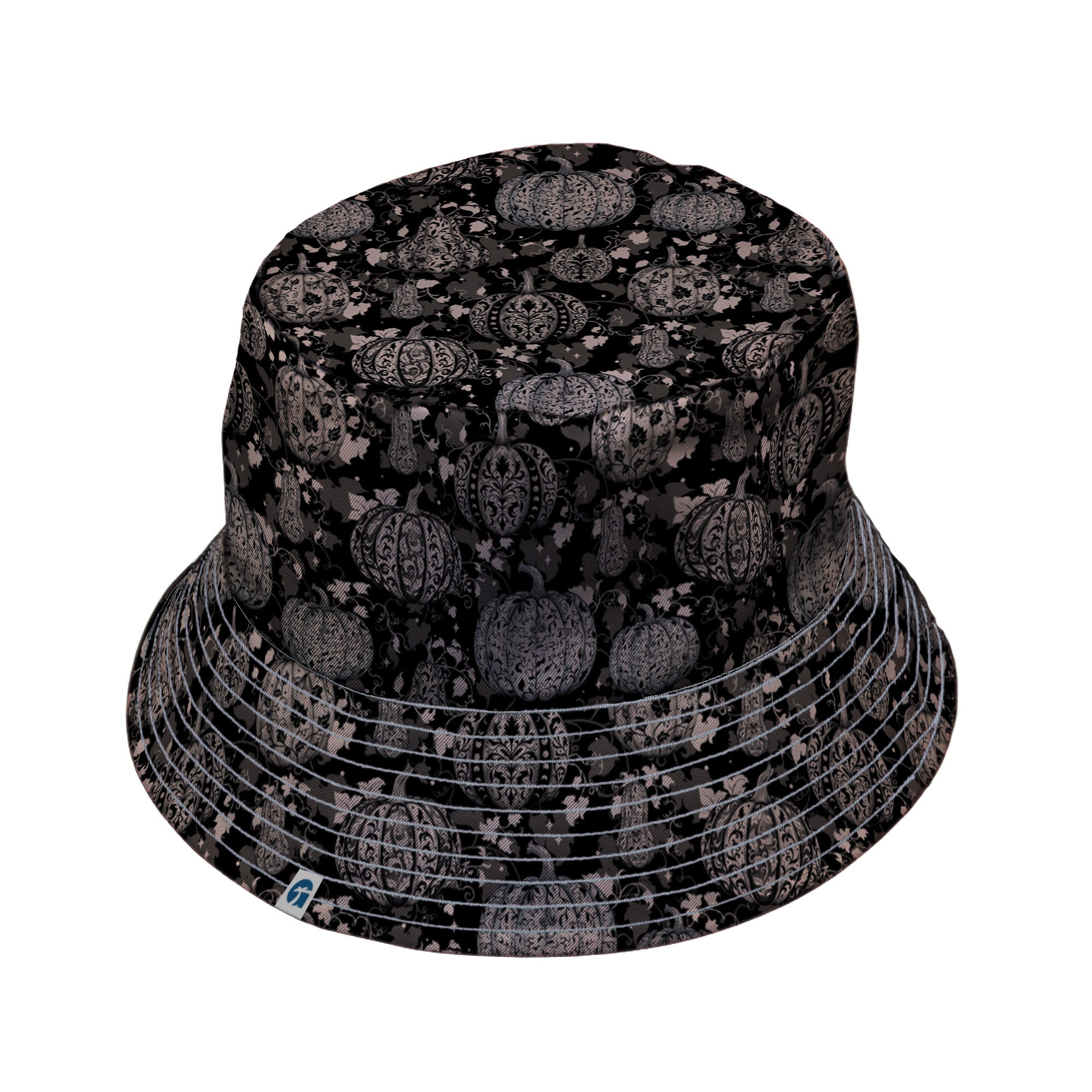 Victorian Pumpkin Gothic Bucket Hat Gray Stitching
