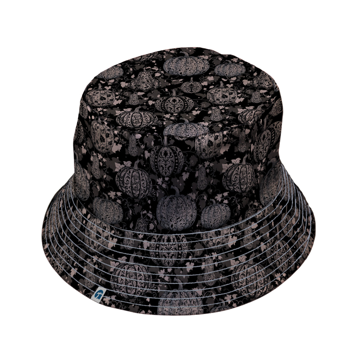 Victorian Pumpkin Gothic Bucket Hat Gray Stitching