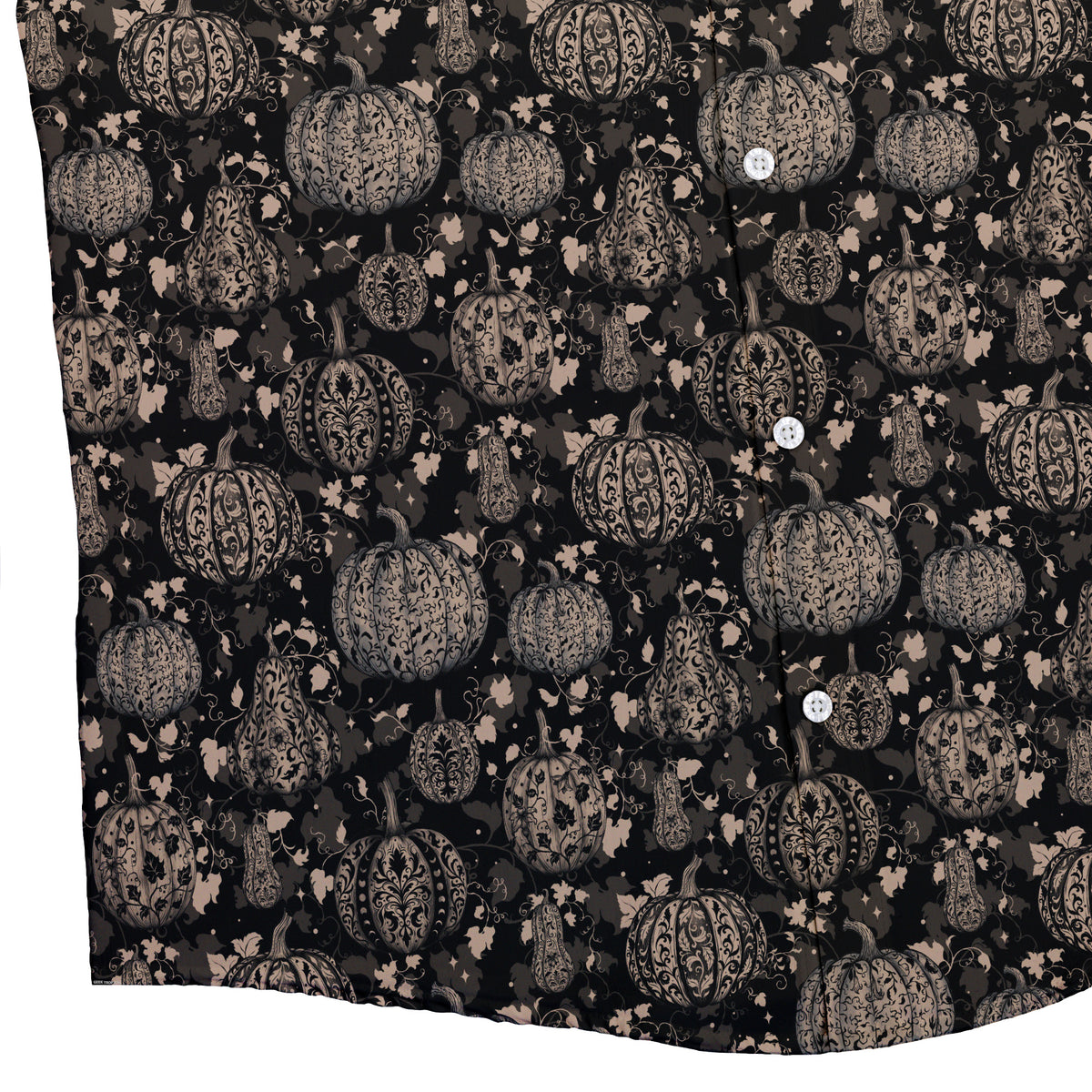 Victorian Pumpkin Gothic Button Up Shirt Bottom Corner