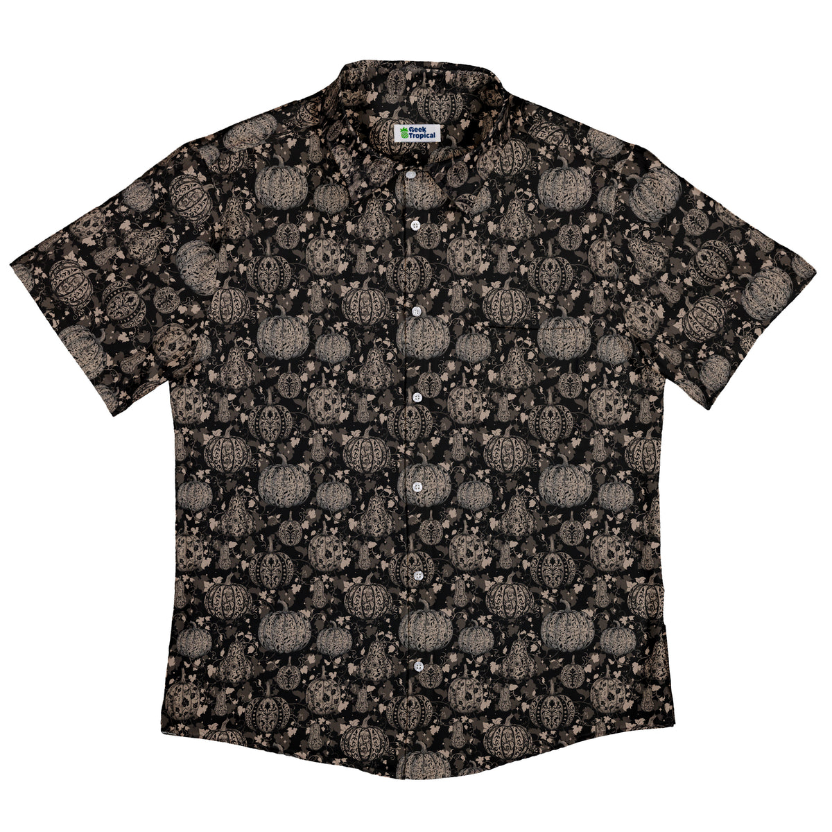 Victorian Pumpkin Gothic Button Up Shirt Flat Front