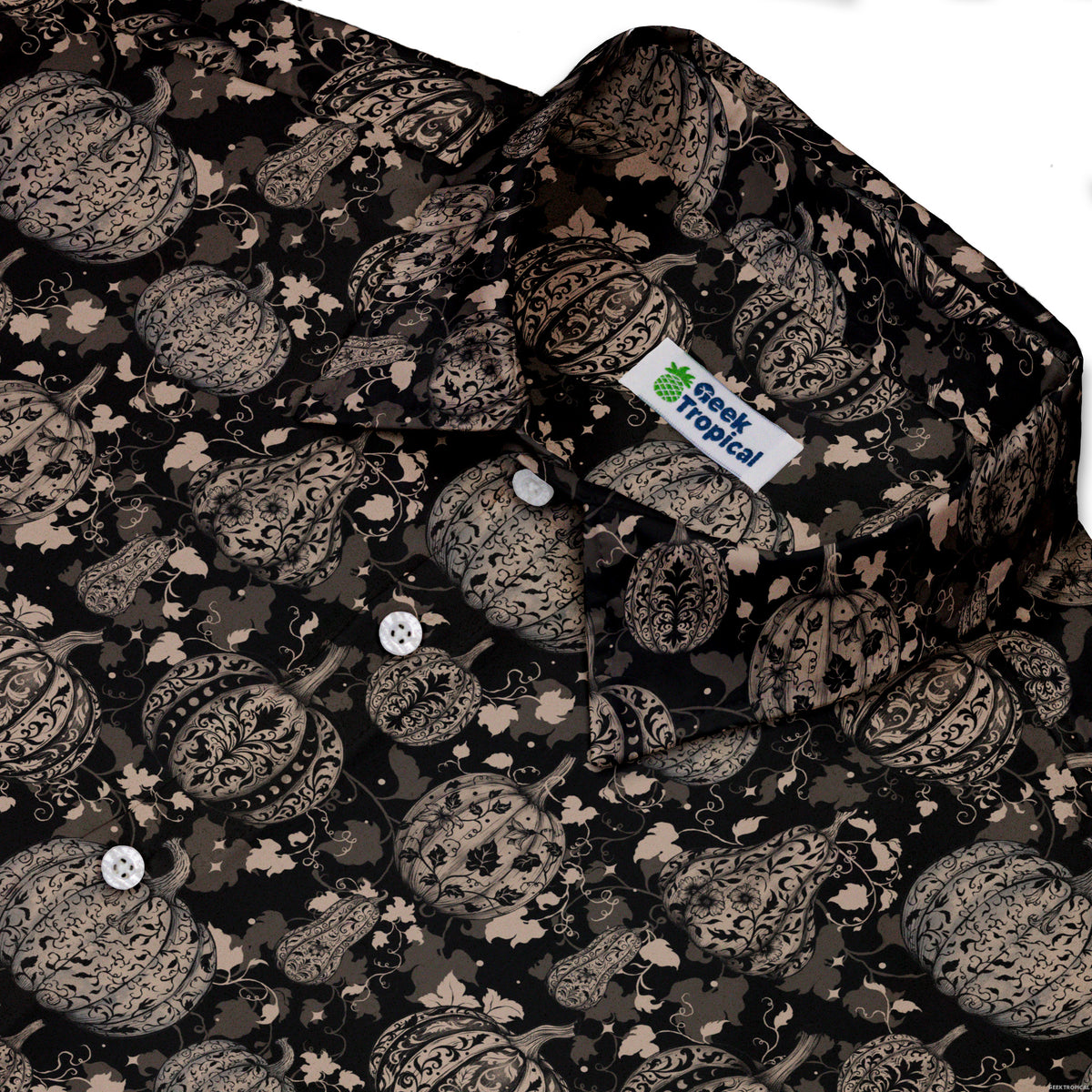 Victorian Pumpkin Gothic Button Up Shirt Neck