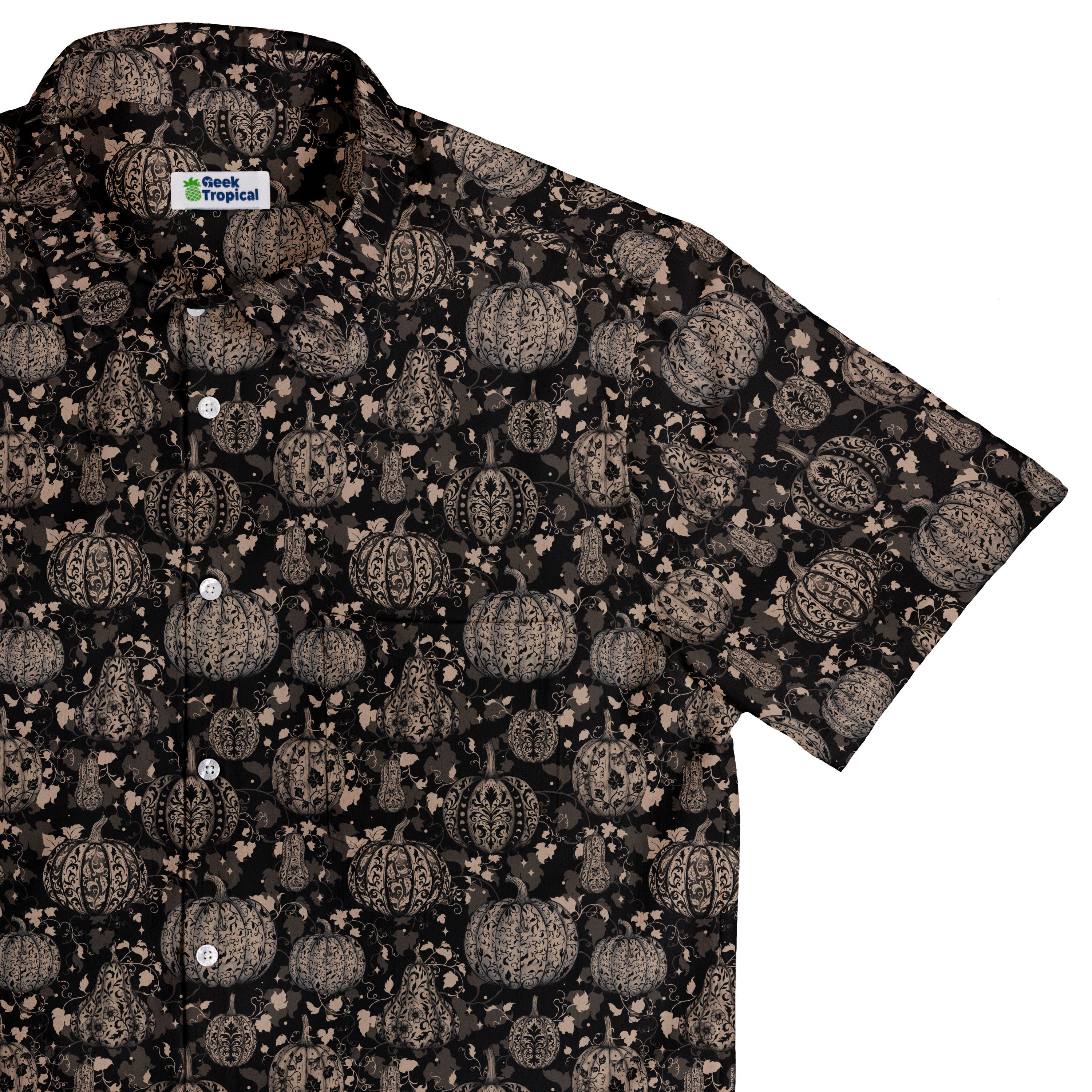 Victorian Pumpkin Gothic Button Up Shirt Top Corner