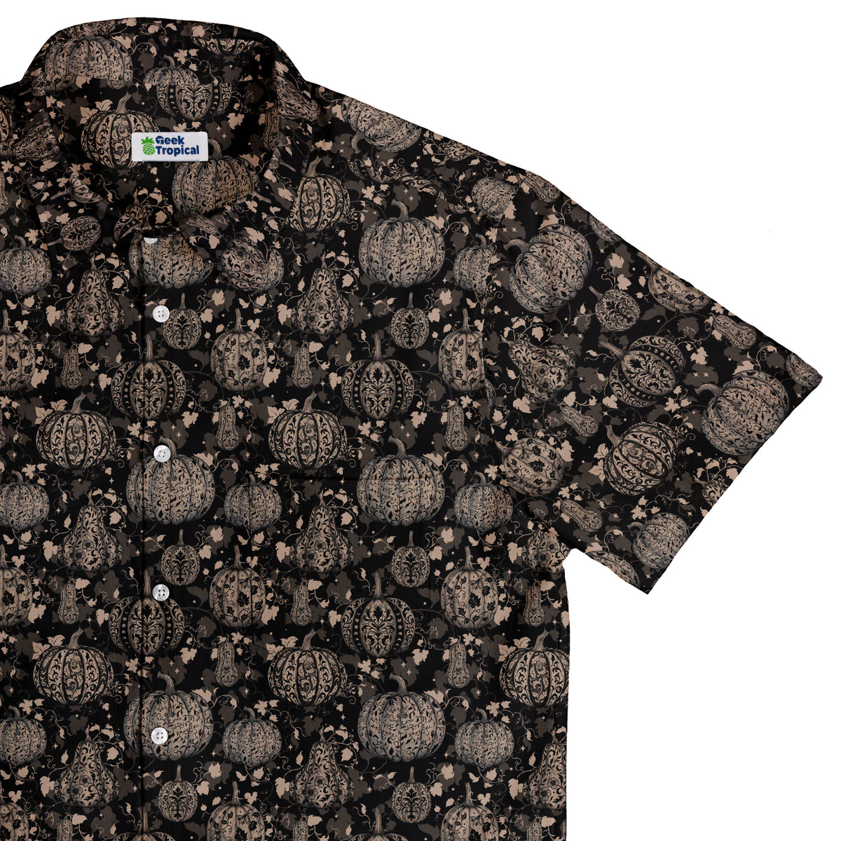 Victorian Pumpkin Gothic Button Up Shirt Top Corner