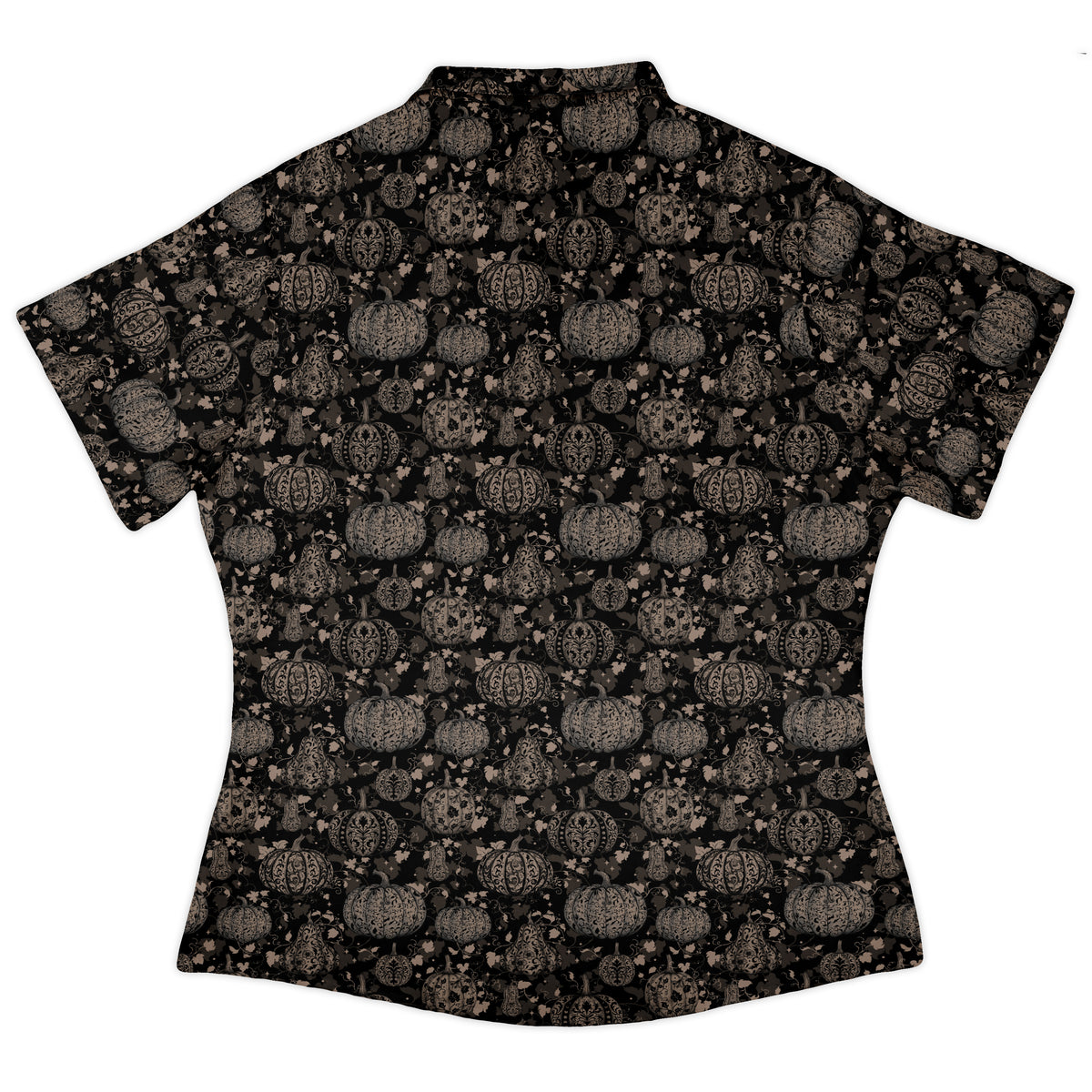 Victorian Pumpkin Gothic Curvy Button Up Shirt womens back
