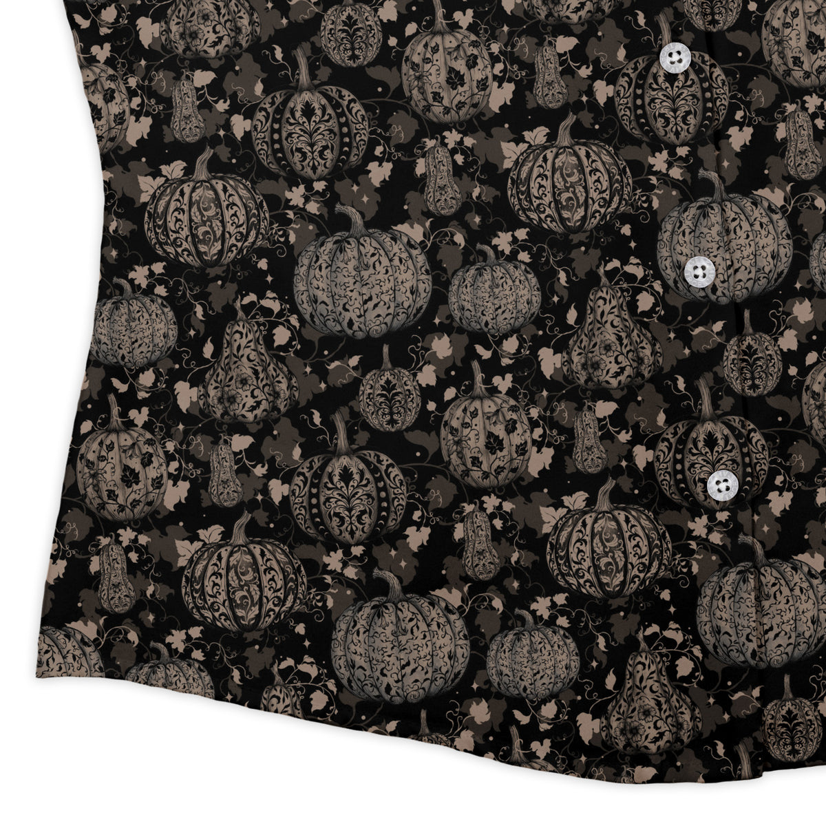 Victorian Pumpkin Gothic Curvy Button Up Shirt womens corner