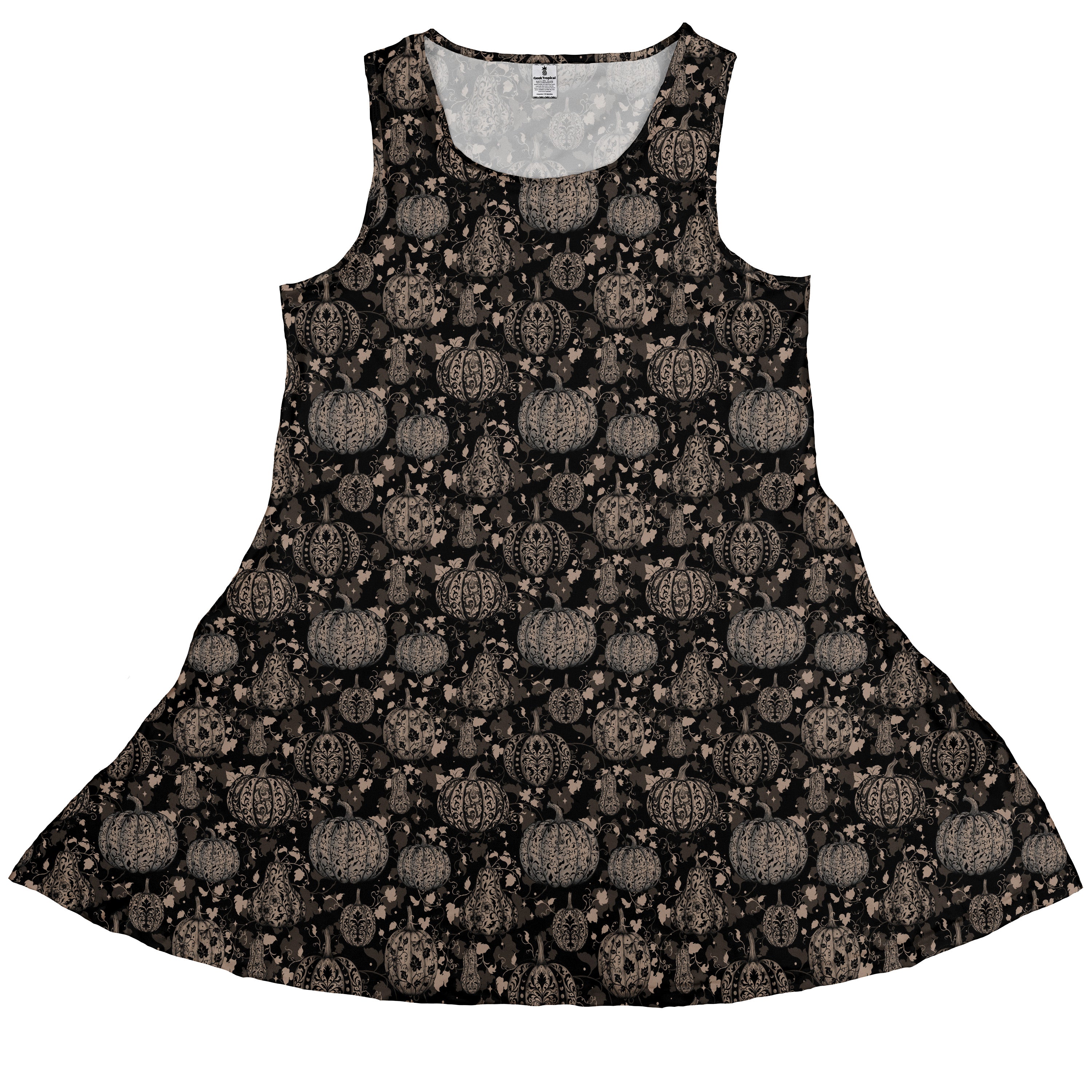 Victorian Pumpkin Gothic Sleeveless Dress front