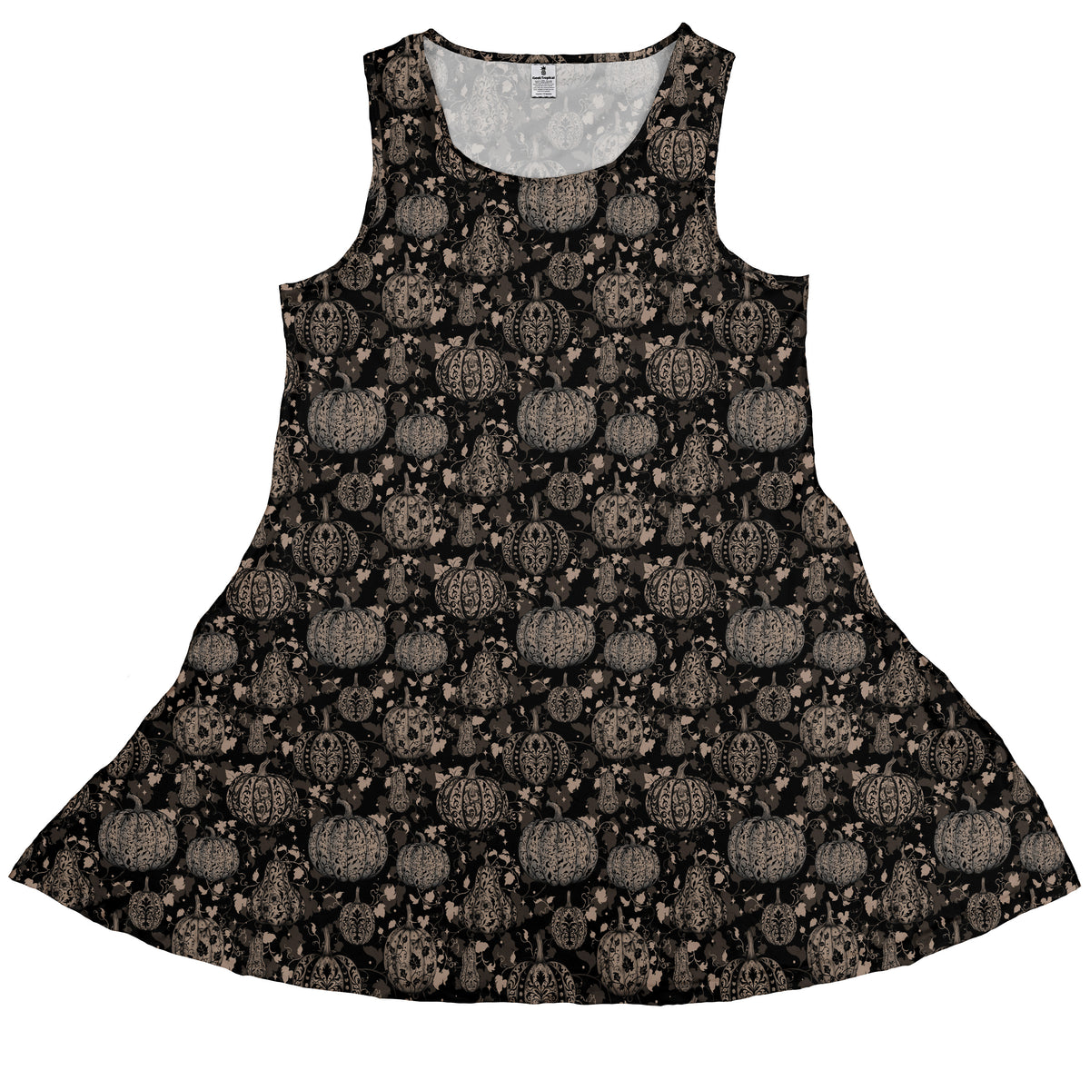 Victorian Pumpkin Gothic Sleeveless Dress front