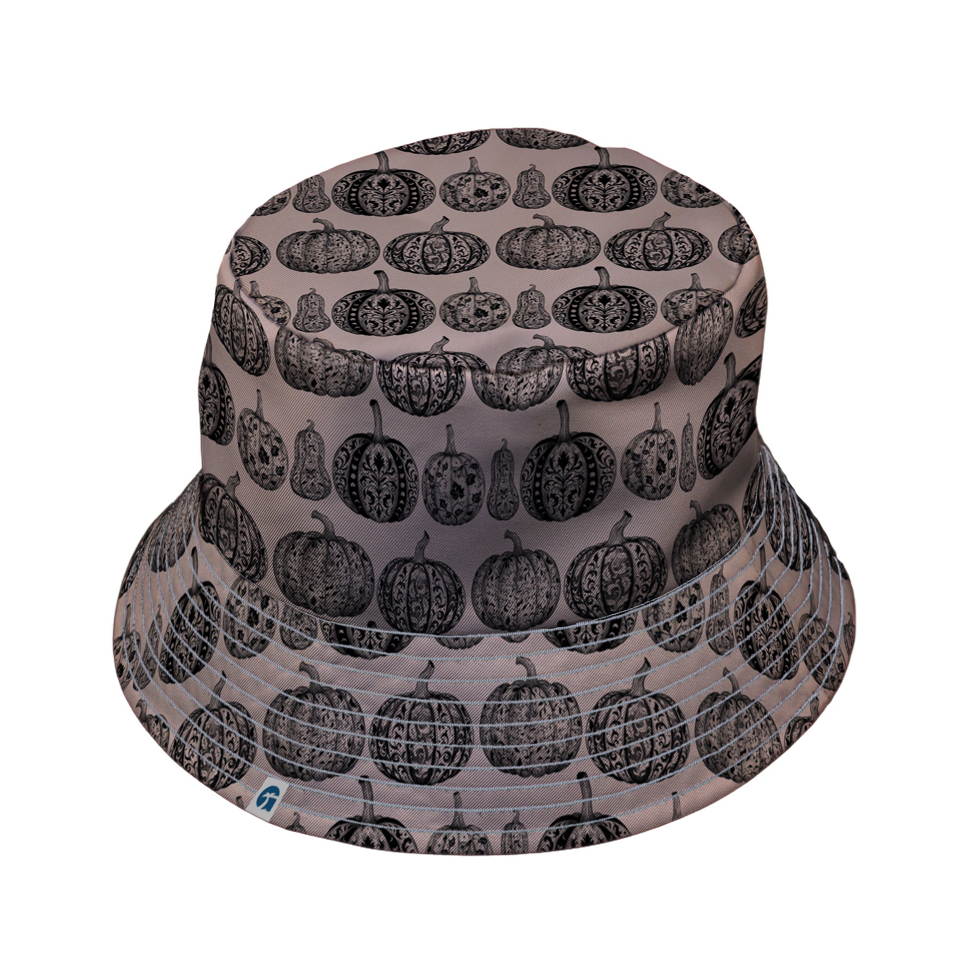 Victorian Pumpkin Ornamental Bucket Hat Gray Stitching