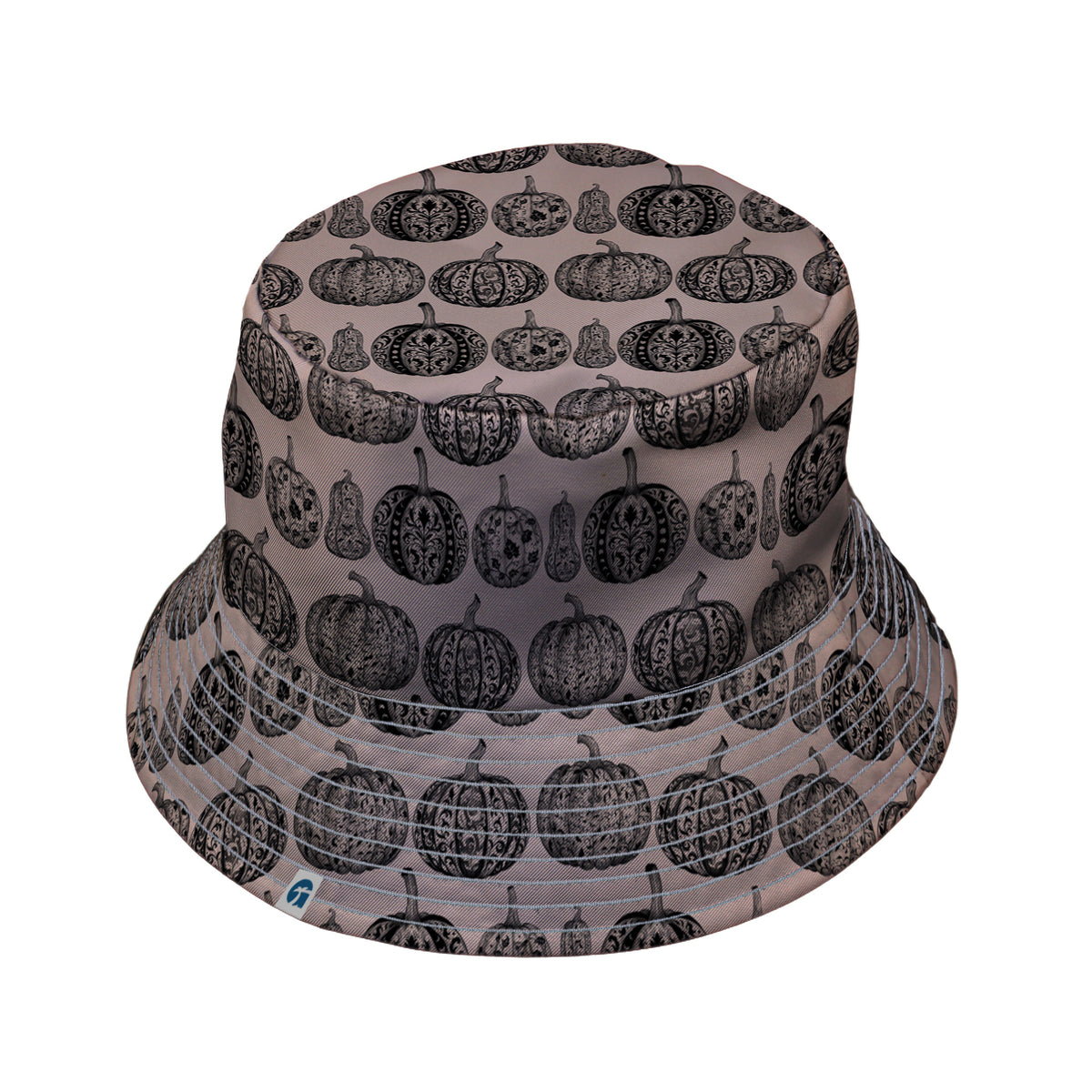 Victorian Pumpkin Ornamental Bucket Hat Gray Stitching