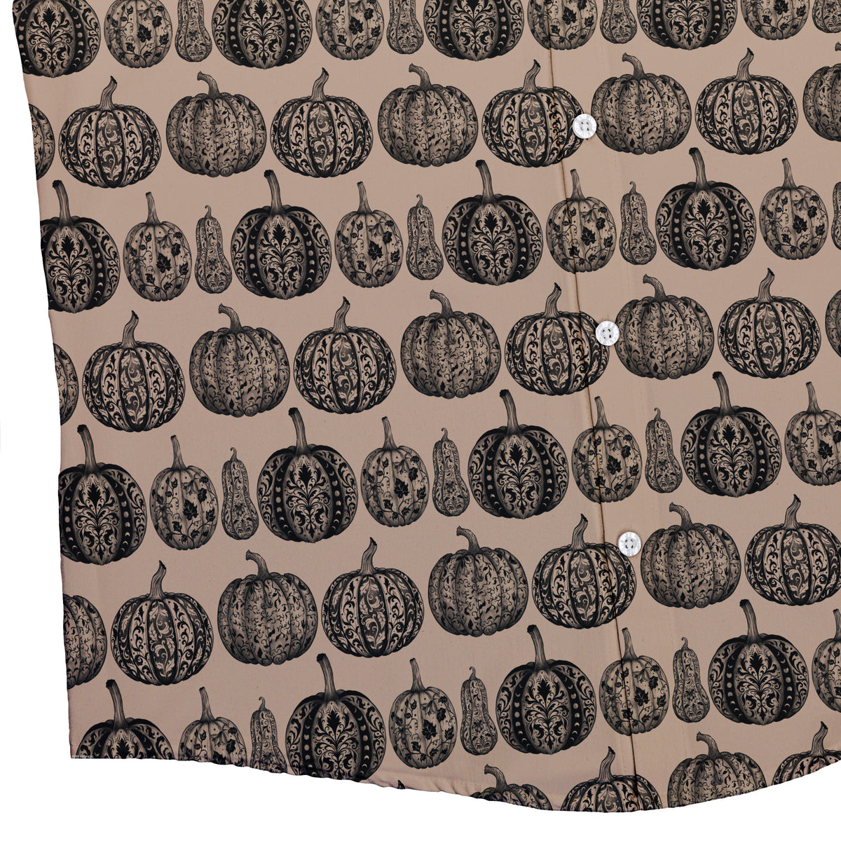 Victorian Pumpkin Ornamental Button Up Shirt Bottom Corner