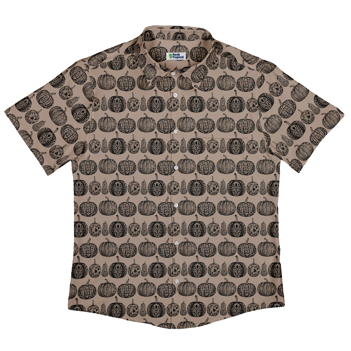 Victorian Pumpkin Ornamental Button Up Shirt Flat Front