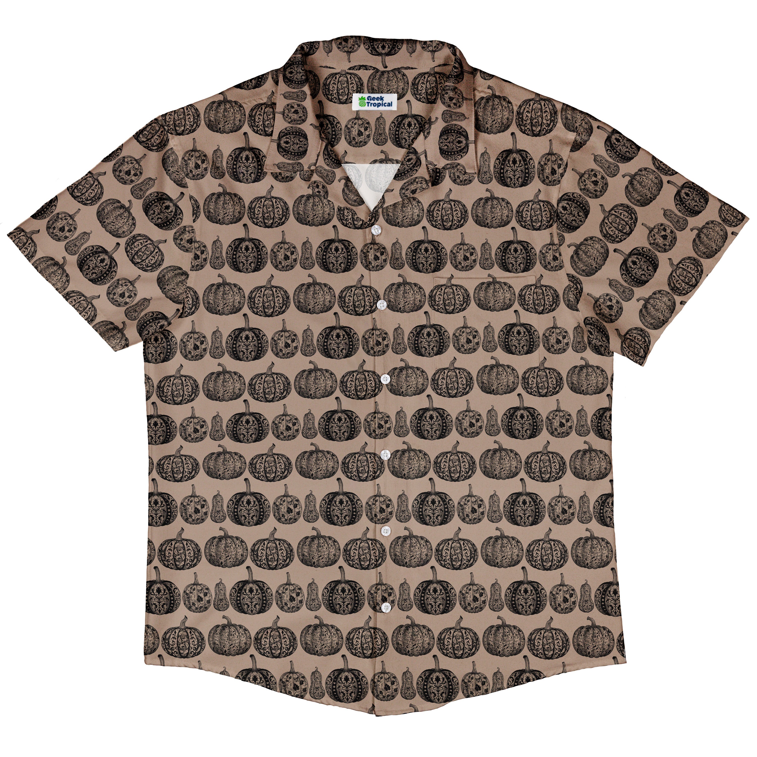 Victorian Pumpkin Ornamental Button Up Shirt Hawaiian Front