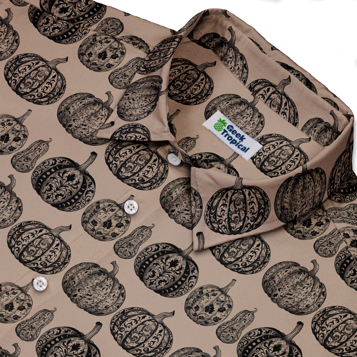 Victorian Pumpkin Ornamental Button Up Shirt Neck