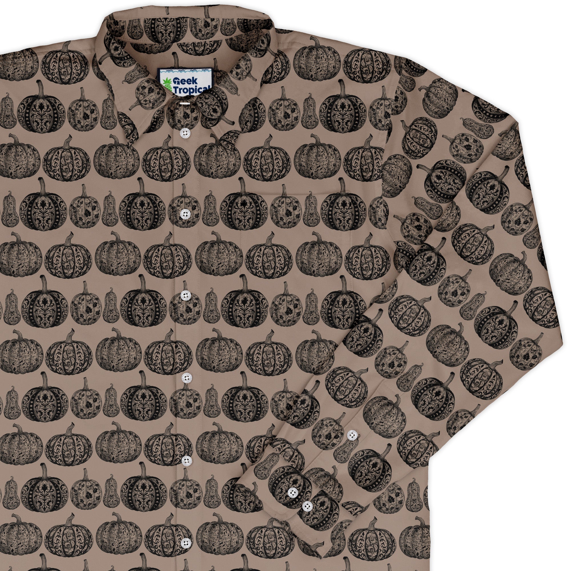 Victorian Pumpkin Ornamental Long Sleeve Button Up Shirt cover