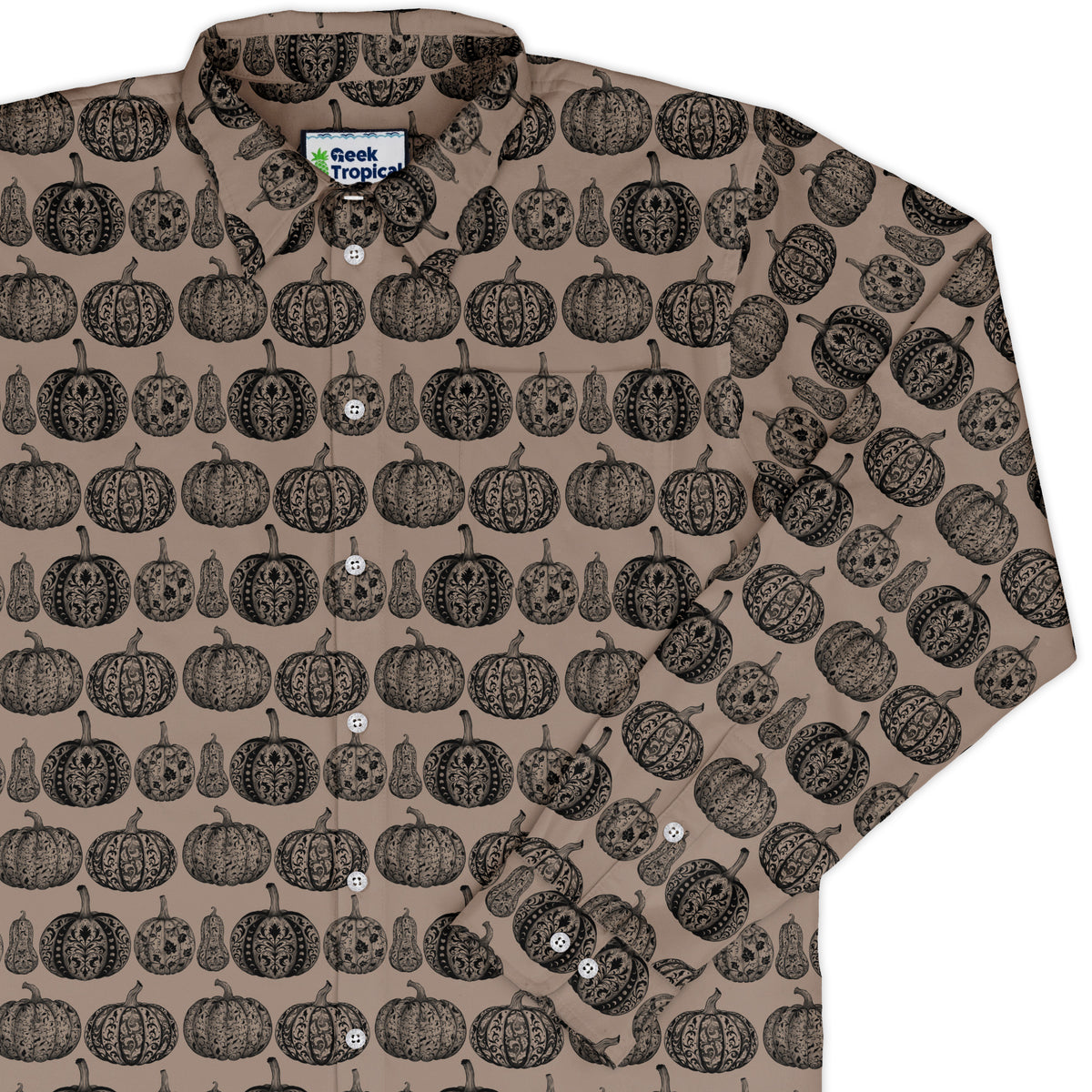 Victorian Pumpkin Ornamental Long Sleeve Button Up Shirt cover