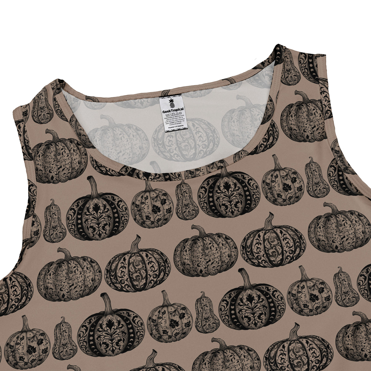 Victorian Pumpkin Ornamental Sleeveless Dress close front