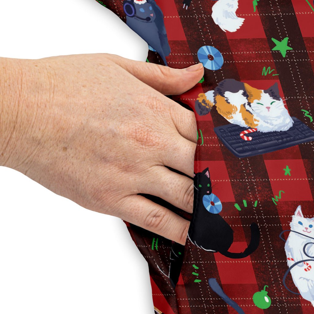 Video Game Cats Christmas Dress Geek Nerd Christmas Print Design by Claire Murphy lx - C